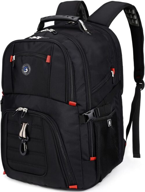 SHRRADOO Extra Large 50L Travel Laptop Backpack with combination lock, College Backpack Airline Approved Business Work Bag Fit 17 Inch Laptops for Men Women,Black