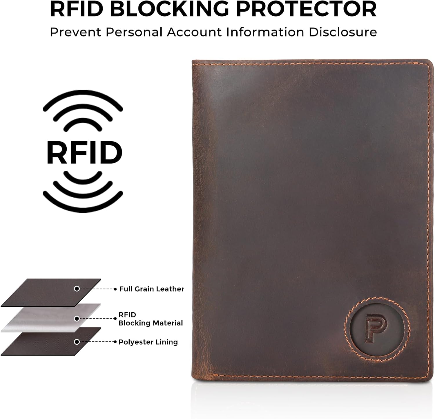 Polare Luxury RFID Blocking Leather Passport Holder Travel Wallet For Men and Women (Dark Brown with AirTag Slot) - Image 4