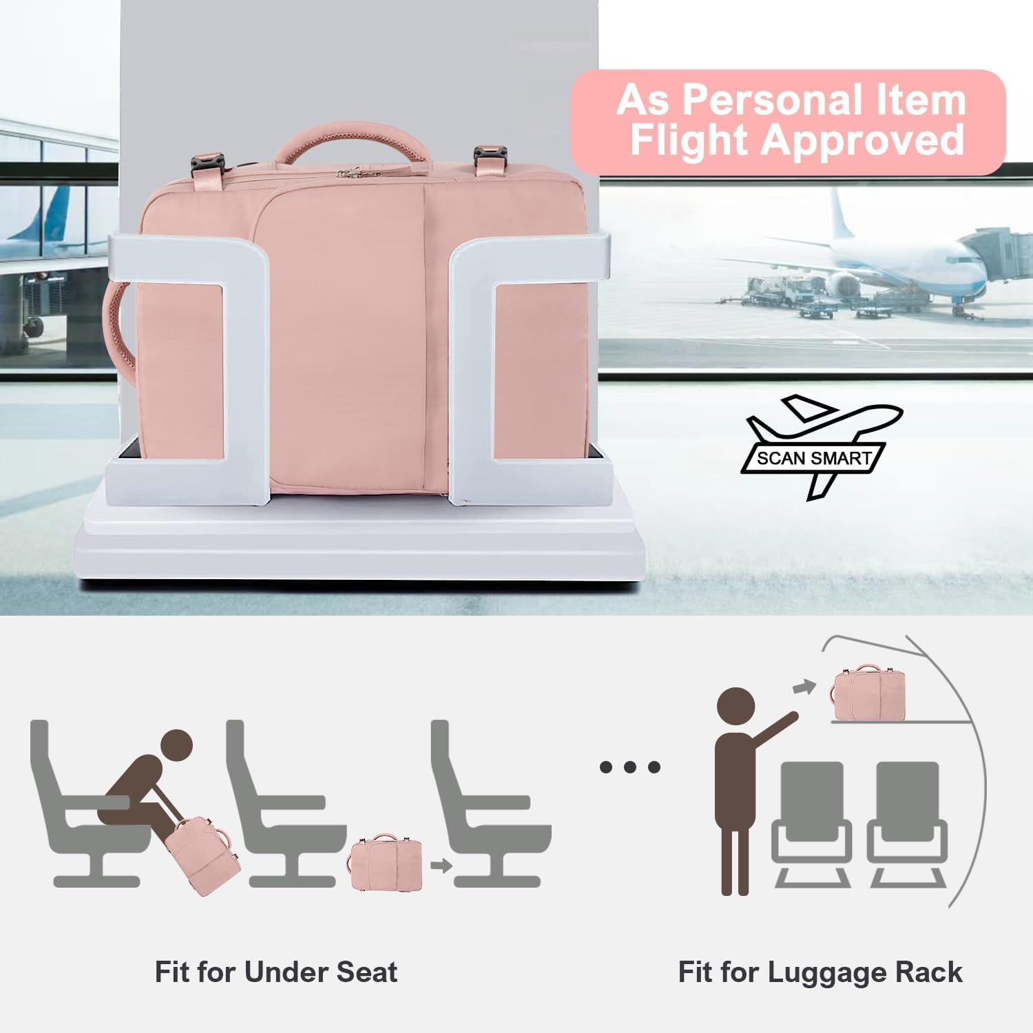 Sinaliy Travel Backpack for Women, Flight Approved Carry On Backpack with USB Charging Hole, Lightweight Travel Bag, Waterproof Causal Bookbag for College, Travel, Work - Image 2