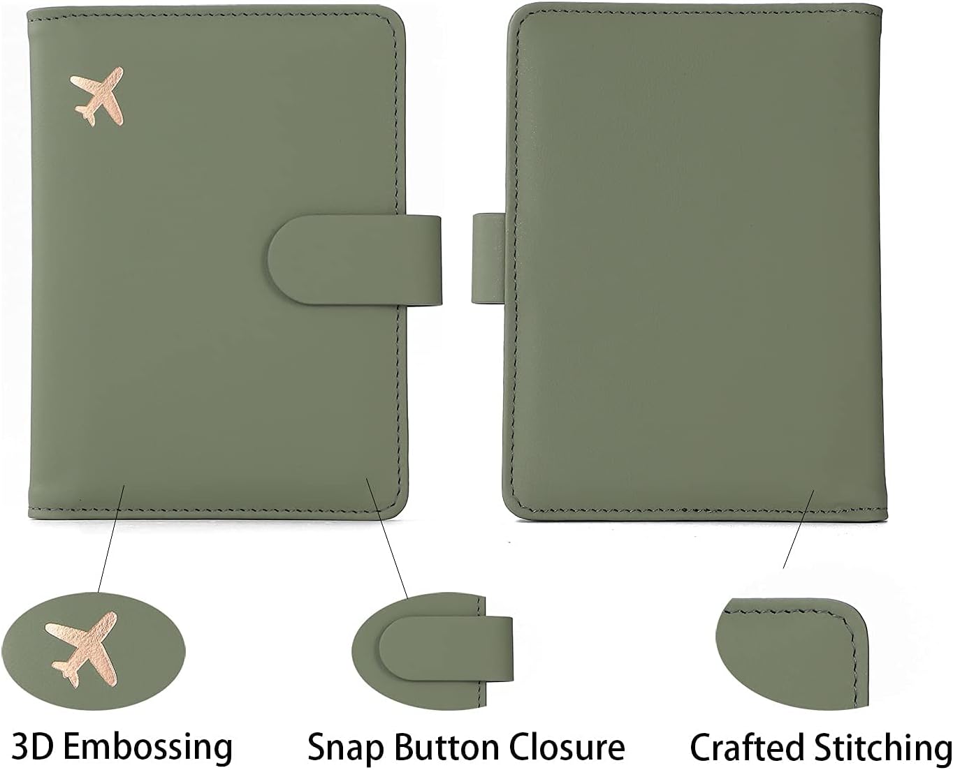 Melsbrinna Rfid Passport Holder for Travel women/Men, Cute Passport Wallet Rfid Blocking Card Slots, Rfid Passport Cover/CaseTravel Wallet, Passport Book Holder (1, Green) - Image 5