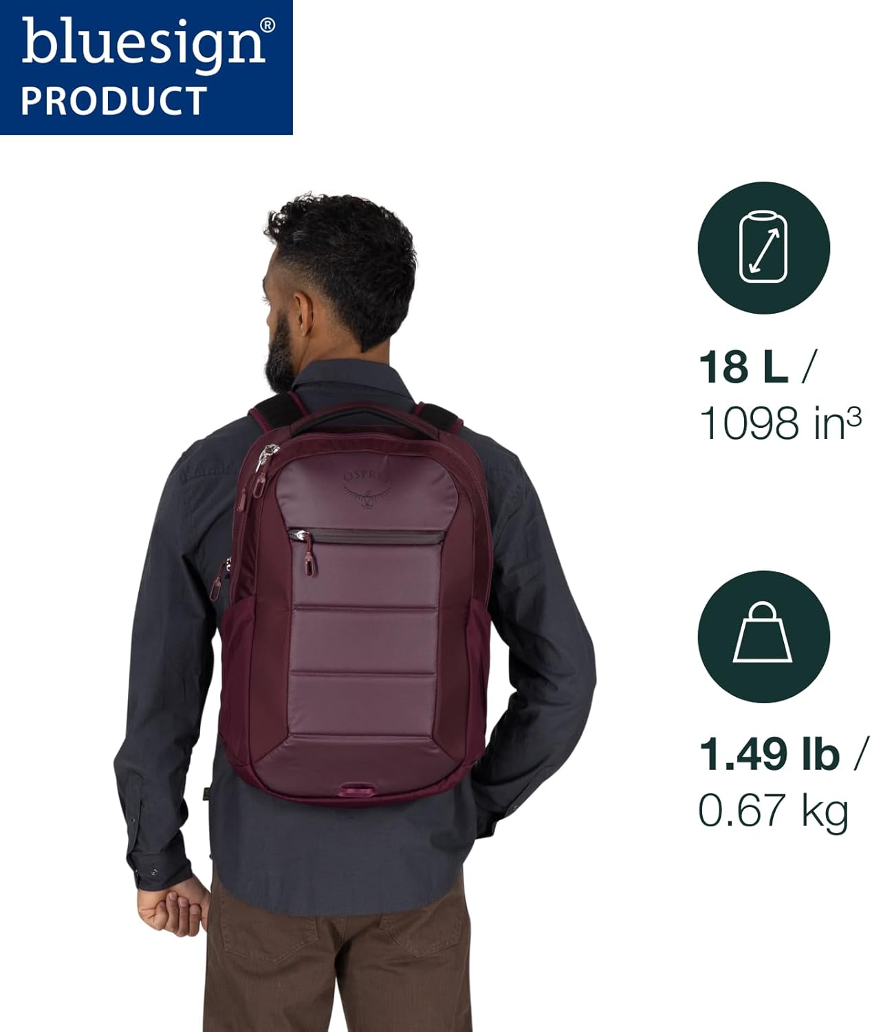 Osprey Ozone Laptop Backpack with Ventilated AirScape™ Backpanel - Lightweight Travel Backpack with 16” Laptop Sleeve - Carry-On Compatible Travel Bag for Men and Women, Black - Image 2