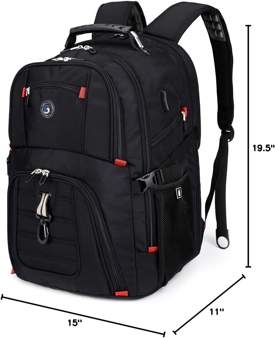 SHRRADOO Extra Large 50L Travel Laptop Backpack with combination lock, College Backpack Airline Approved Business Work Bag Fit 17 Inch Laptops for Men Women,Black - Image 8