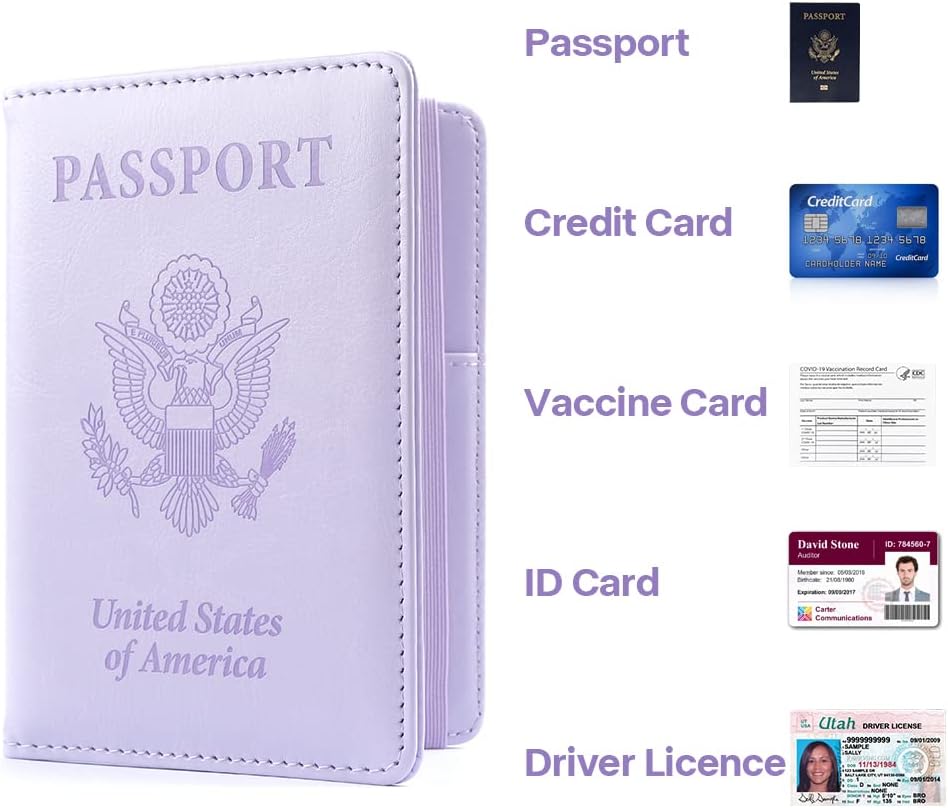 Passport Holder for Travel, Leather Passport Cover Wallet Case RFID Blocking Passport Book Holders for Travel Women Men Family Travels Must Haves Essentials, Purple - Image 6