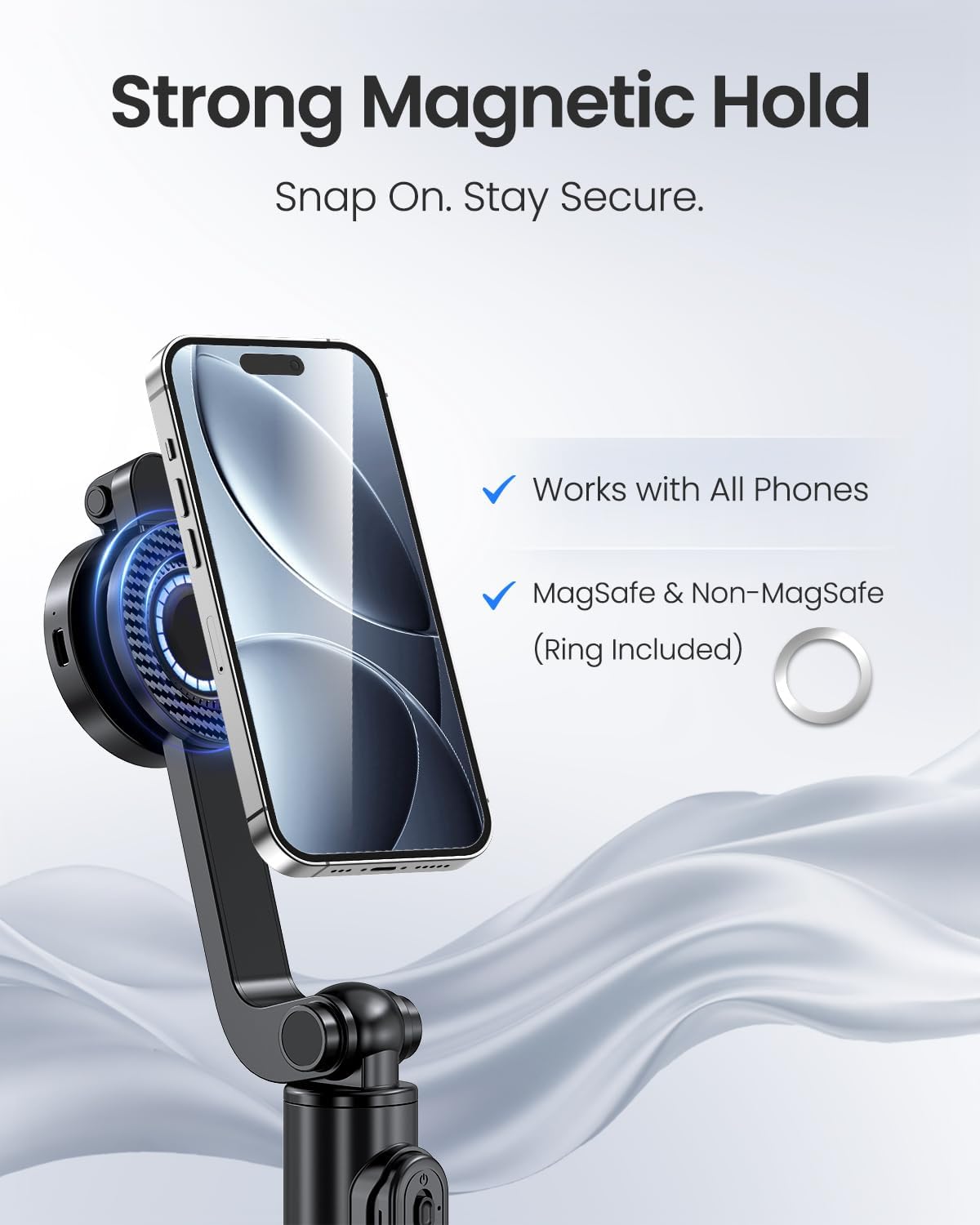 UBeesize Magnetic Selfie Stick Tripod with Dimmable Light and Rechargeable Remote, Portable Travel Phone Tripod Stand for MagSafe and Android Phones, Ideal for Vlogging, Photos, Video Recording - Image 2