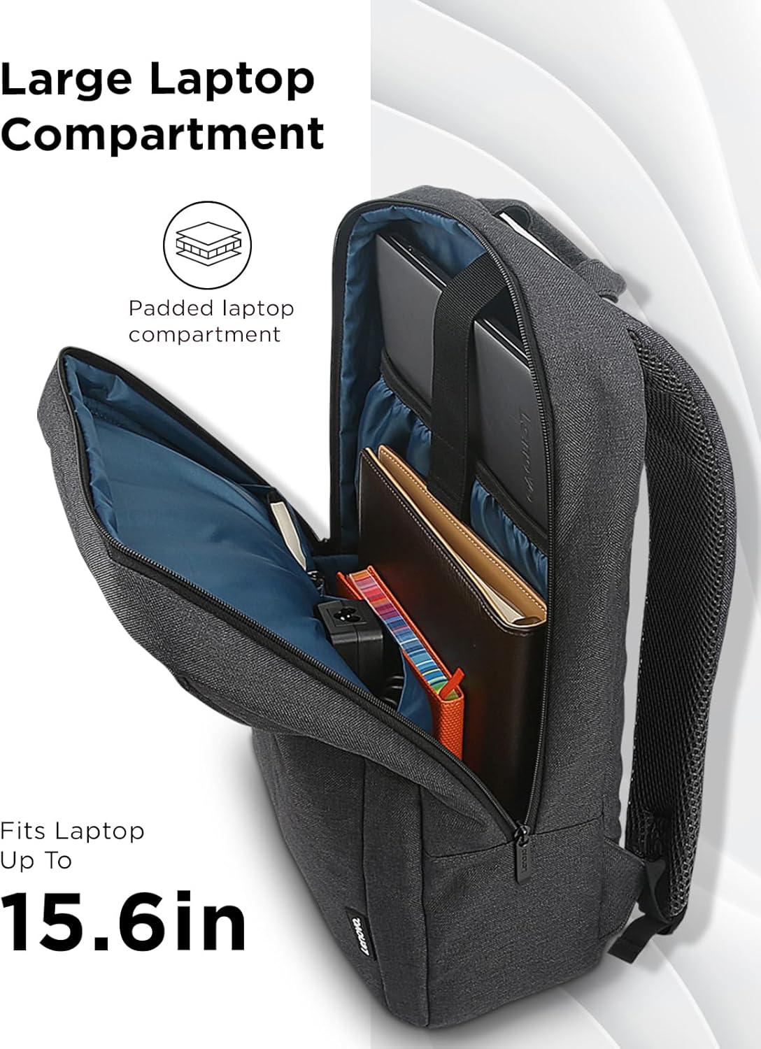 Lenovo Laptop Backpack B210, 15.6-Inch Laptop/Tablet, Durable, Water-Repellent, Lightweight, Clean Design, Sleek for Travel, Business Casual or College, GX40Q17225, Black - Image 4