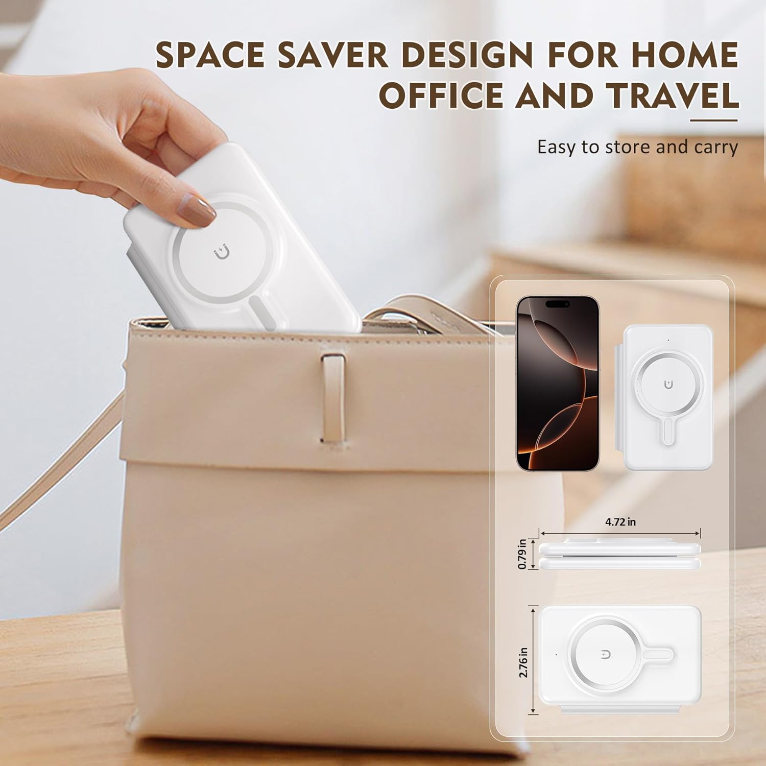 Magnetic Wireless Charger for iPhone: 3 in 1 Travel Charging Station for Apple Devices for iPhone 17 Air 16 15 14 13 12 Pro Max Plus - Foldable Charging Pad for Apple Watch Series & Airpods 4 3 2 Pro - Image 6
