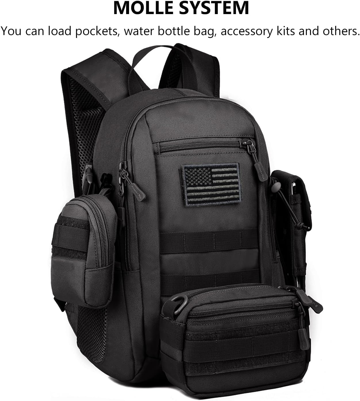ArcEnCiel 10L/20L Mini X-Small Tactical Backpack MOLLE Daypack Gear Pack Camping Bag with Patch - Image 8