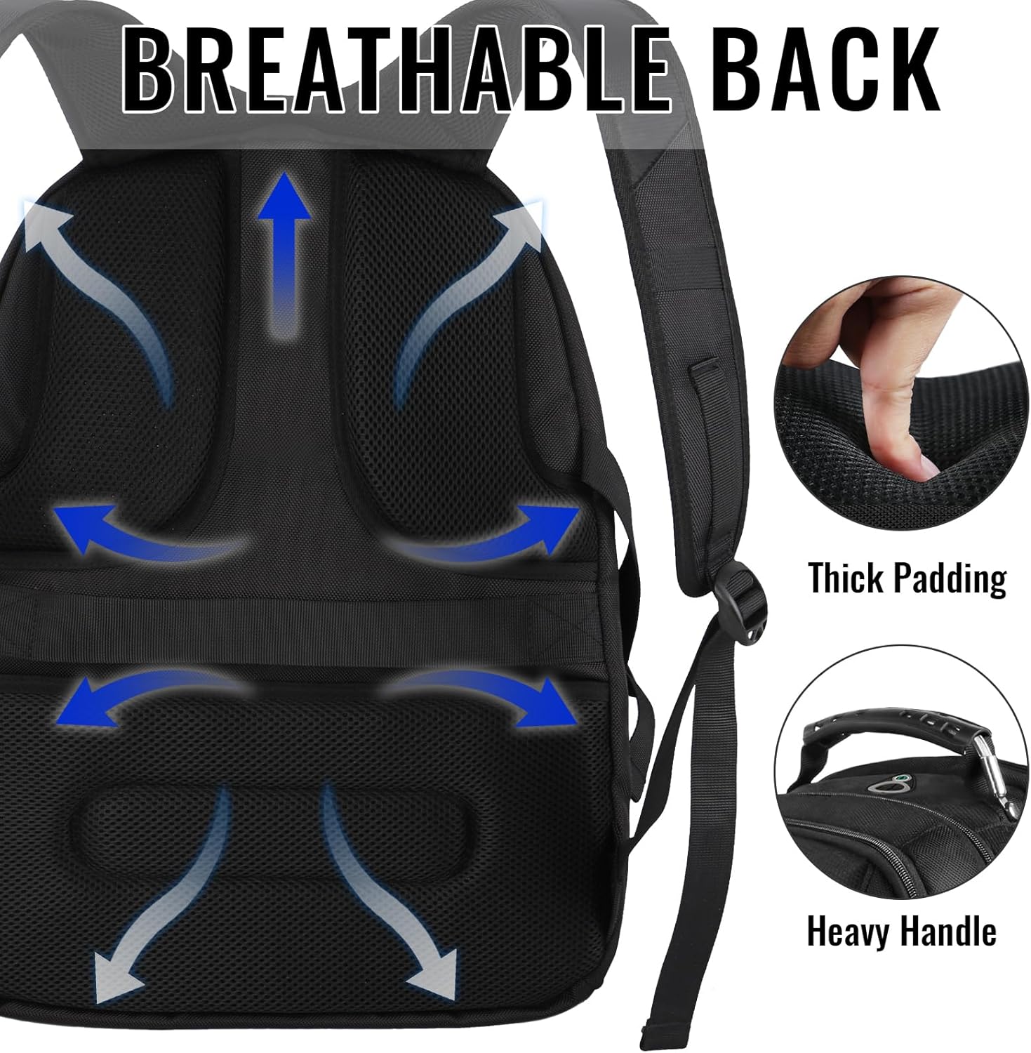 YOREPEK Large Backpack for Men, Extra Large Laptop Backpacks for Men Women, Water Resistant Travel Backpack Airline Approved Business Work Bag Fits 17 Inch Computer, Black - Image 3