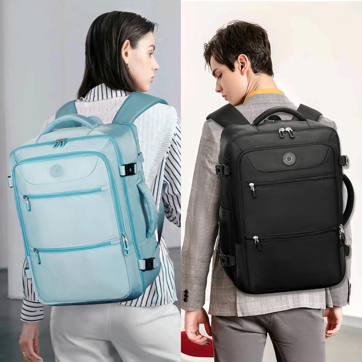 Sowaovut Travel Laptop Backpack, Extra Large High School College Backpacks, Flight Approved Daypack Business Bag Fit 17.3 inch Laptop for Men Women (Light Blue) - Image 7