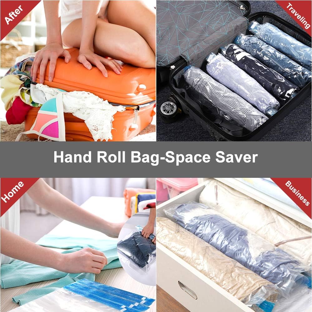 ALMING Compression Bags - Travel Accessories - 10 Pack Space Saver Bags - No Vacuum or Pump Needed - Vacuum Storage Bags for Travel Essentials - Home Packing-Organizers (Blue) - Image 6