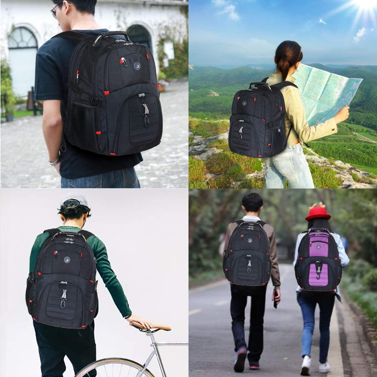 SHRRADOO Extra Large 50L Travel Laptop Backpack with combination lock, College Backpack Airline Approved Business Work Bag Fit 17 Inch Laptops for Men Women,Black - Image 7