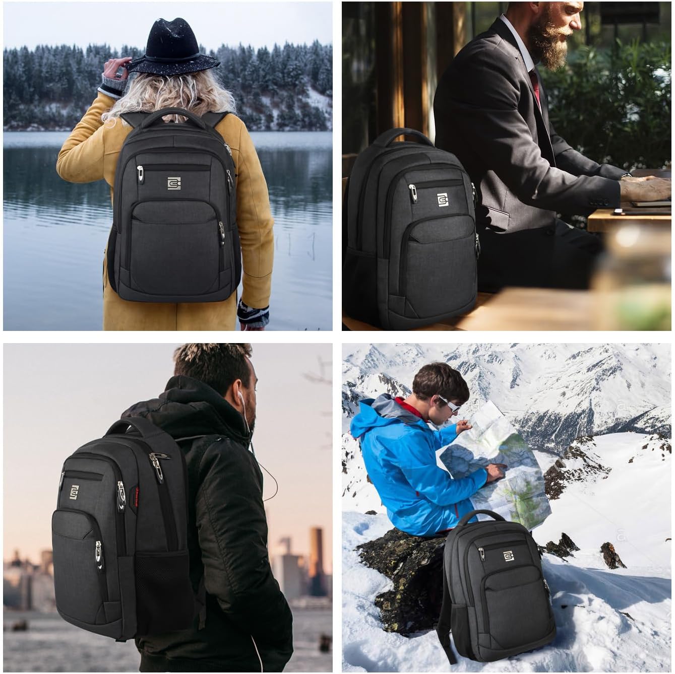 Volher Laptop Backpack,Business Travel Anti Theft Slim Durable Laptops Backpack,Water Resistant College Computer Bag for Women & Men Fits 15.6 Inch Laptop and Notebook - Black - Image 7