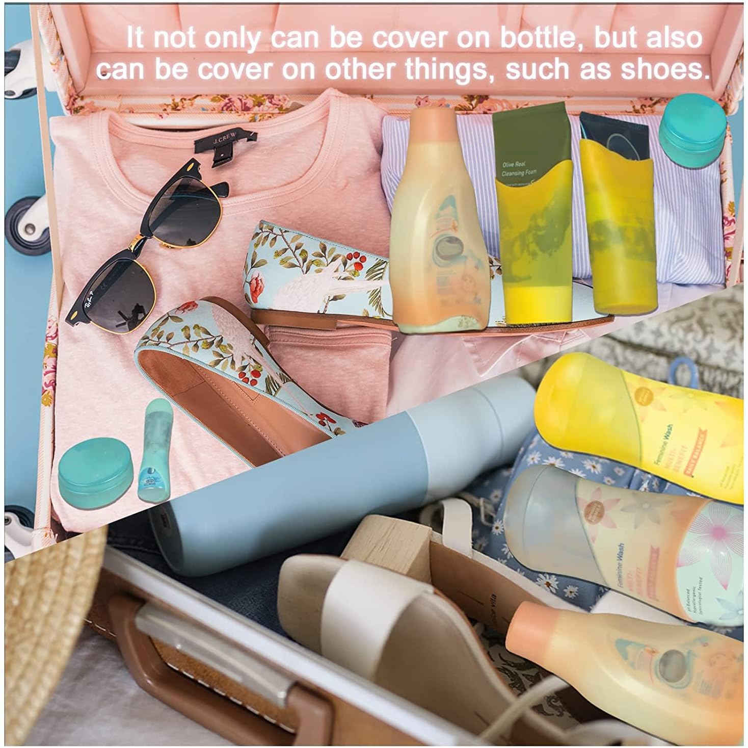 TRANOMOS Silicone Bottle Covers Travel Essentials for Women Men, Beach Vacation Essentials, Travel Size Toiletries Accessories, Cruise Ship Essentials 2026, Must Haves, Leak Proofing - Image 2