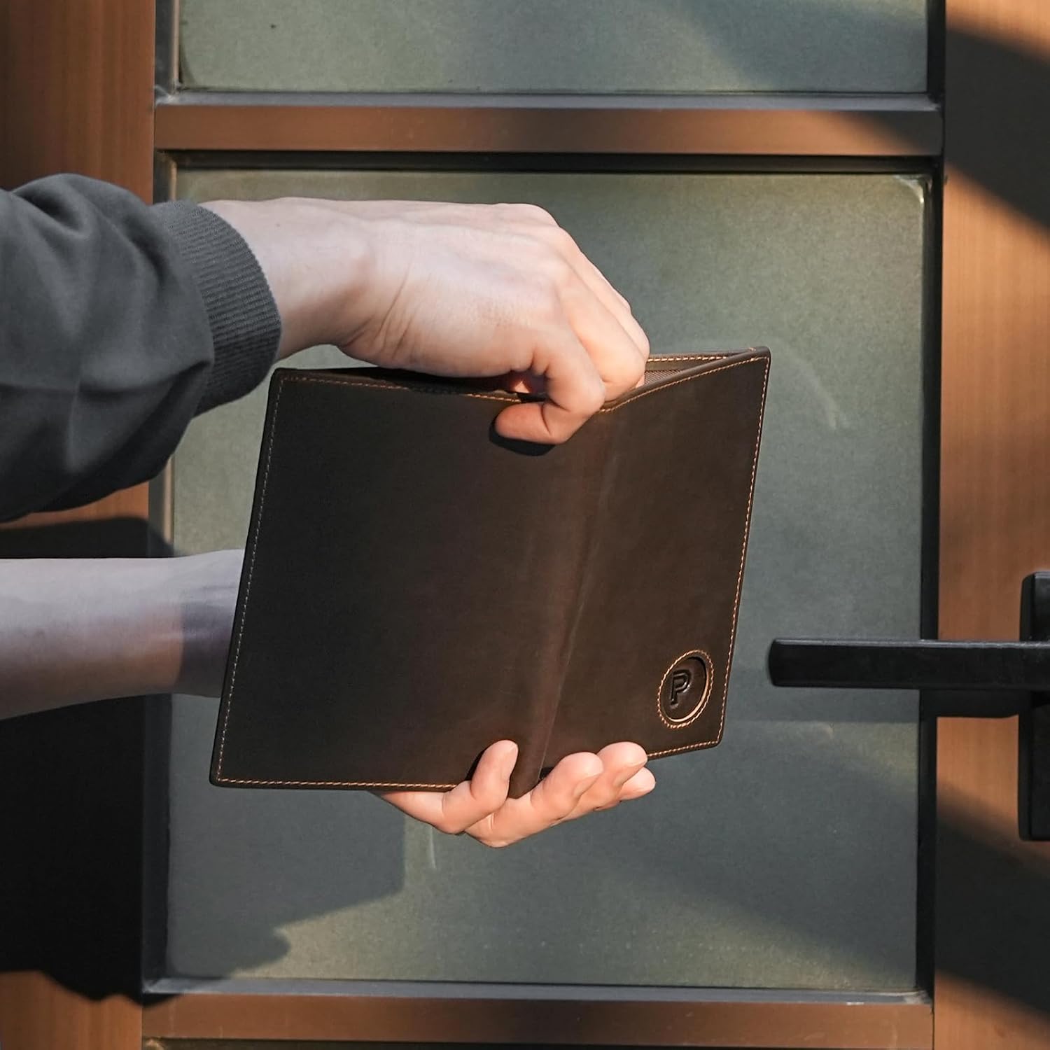 Polare Luxury RFID Blocking Leather Passport Holder Travel Wallet For Men and Women (Dark Brown with AirTag Slot) - Image 9