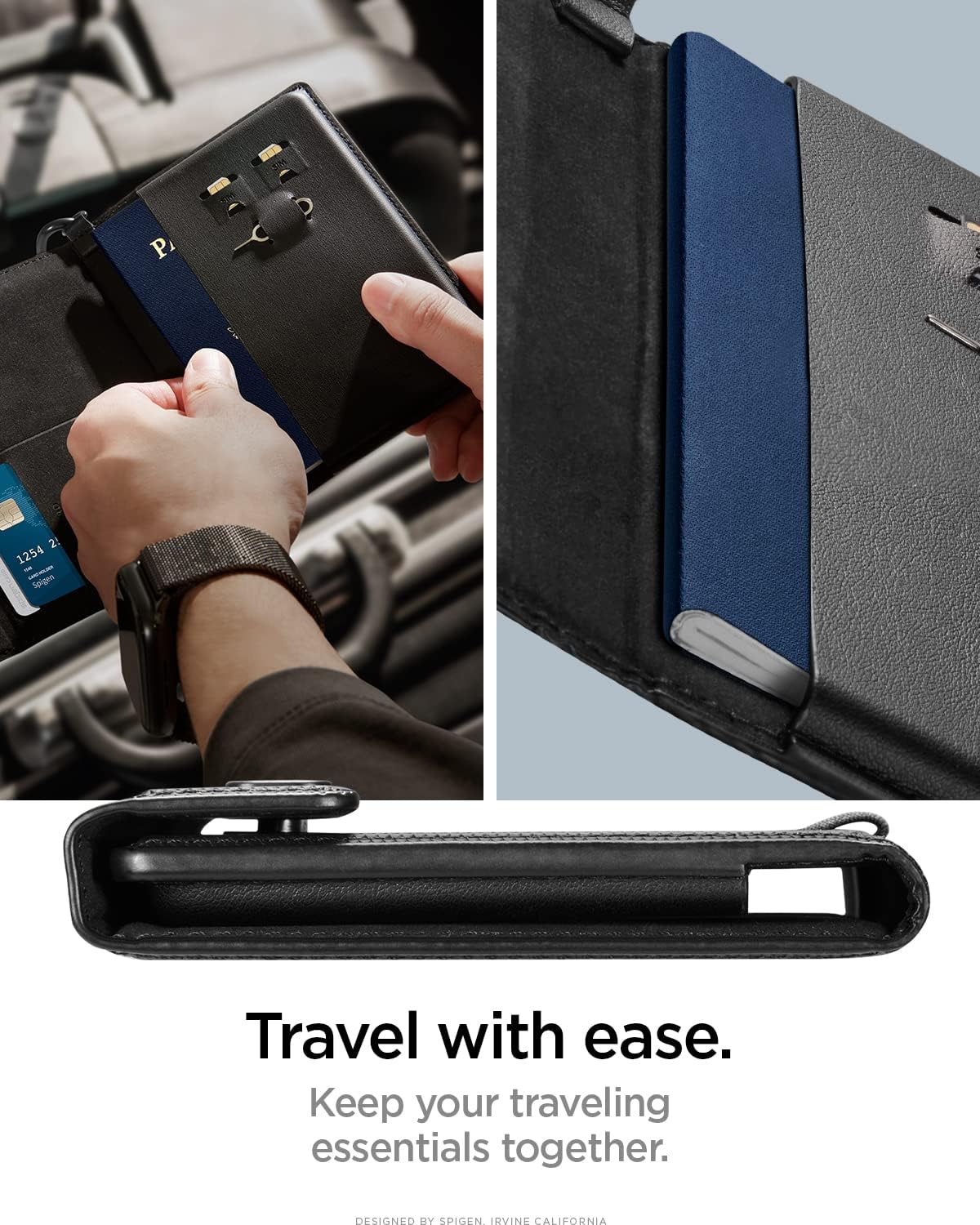 Spigen Life for Passport Card Cover Holder with RFID Blocking Technology Wallet Travel Documents Organizer Protector Accessories, SIM Card Pin Included - Image 2