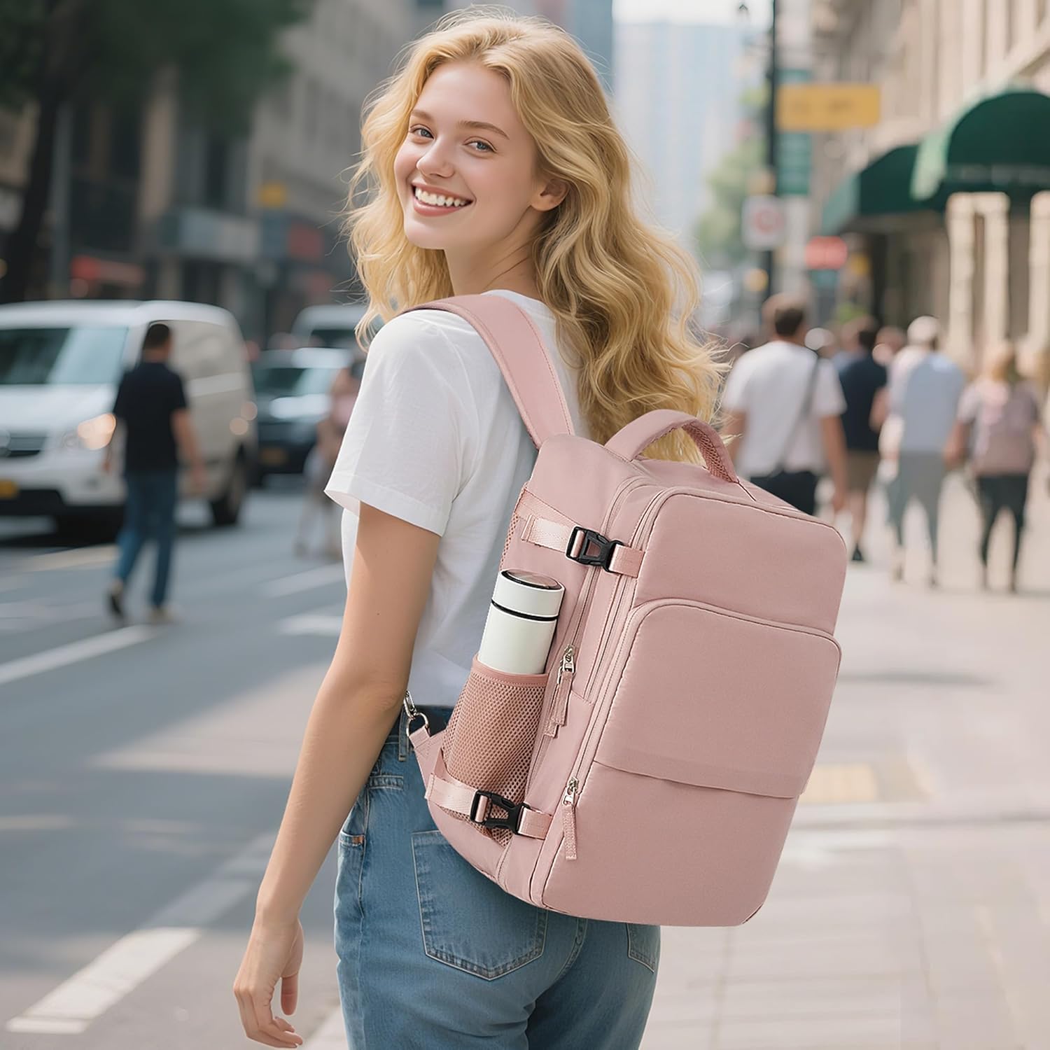 Sinaliy Travel Backpack for Women, Flight Approved Carry On Backpack with USB Charging Hole, Lightweight Travel Bag, Waterproof Causal Bookbag for College, Travel, Work - Image 3