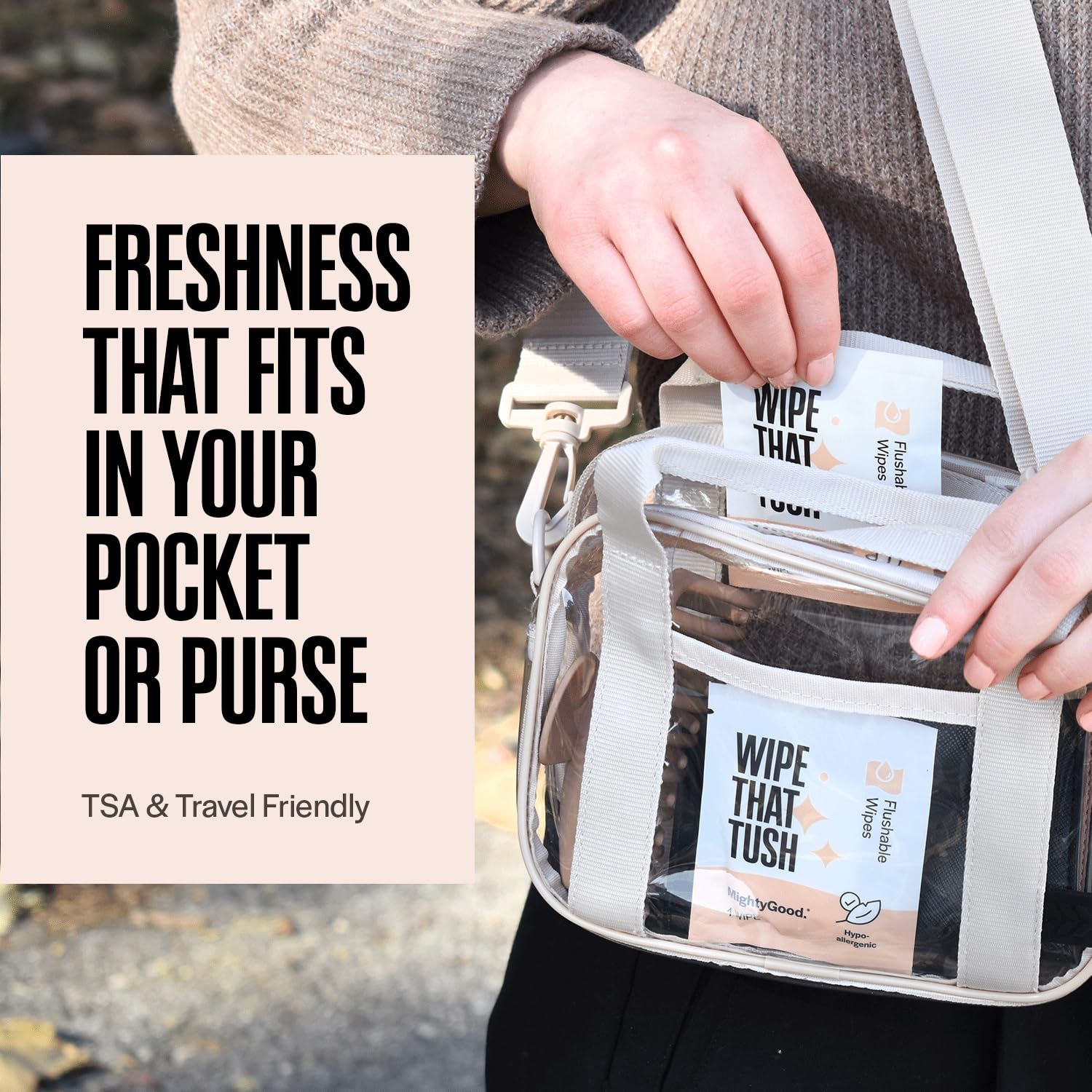 Wipe That Tush On-The-Go Flushable Wipes - 1 Packs of 30 Individually Wrapped Travel Wipes - Fragrance Free & Hypoallergenic - Extra Large & Soft - Aloe & Vitamin E - Septic-Safe - Travel Essentials - Image 2
