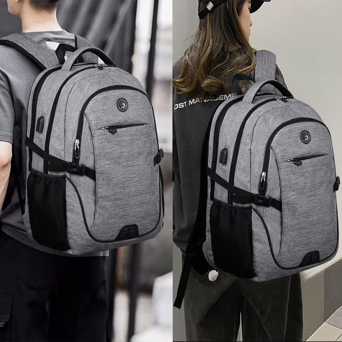 SHRRADOO Anti Theft Laptop Backpack Travel Backpacks with Combination Lock for Women Men College Backpack Computer Bag Fits 17 Inch Laptop,Grey - Image 7