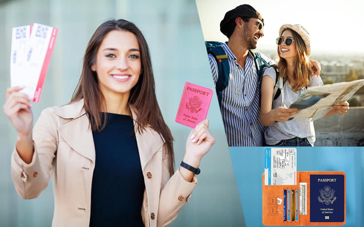Passport Holder Cover Wallet Travel Essentials RFID Blocking Leather Card Case International Must Haves Travel Accessories for Women Men(101#Coffee Grey) - Image 4