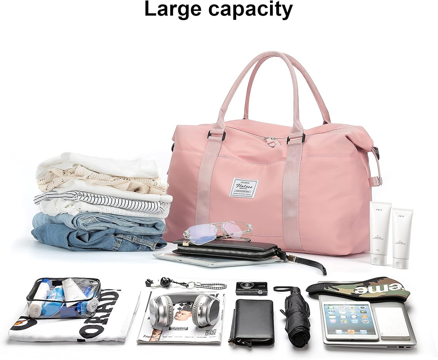 HYC00 Travel Duffel Bag,Carry-on Overnight Weekender Bags for Women,Sports Tote Gym Bag with Wet Pocket - Image 3