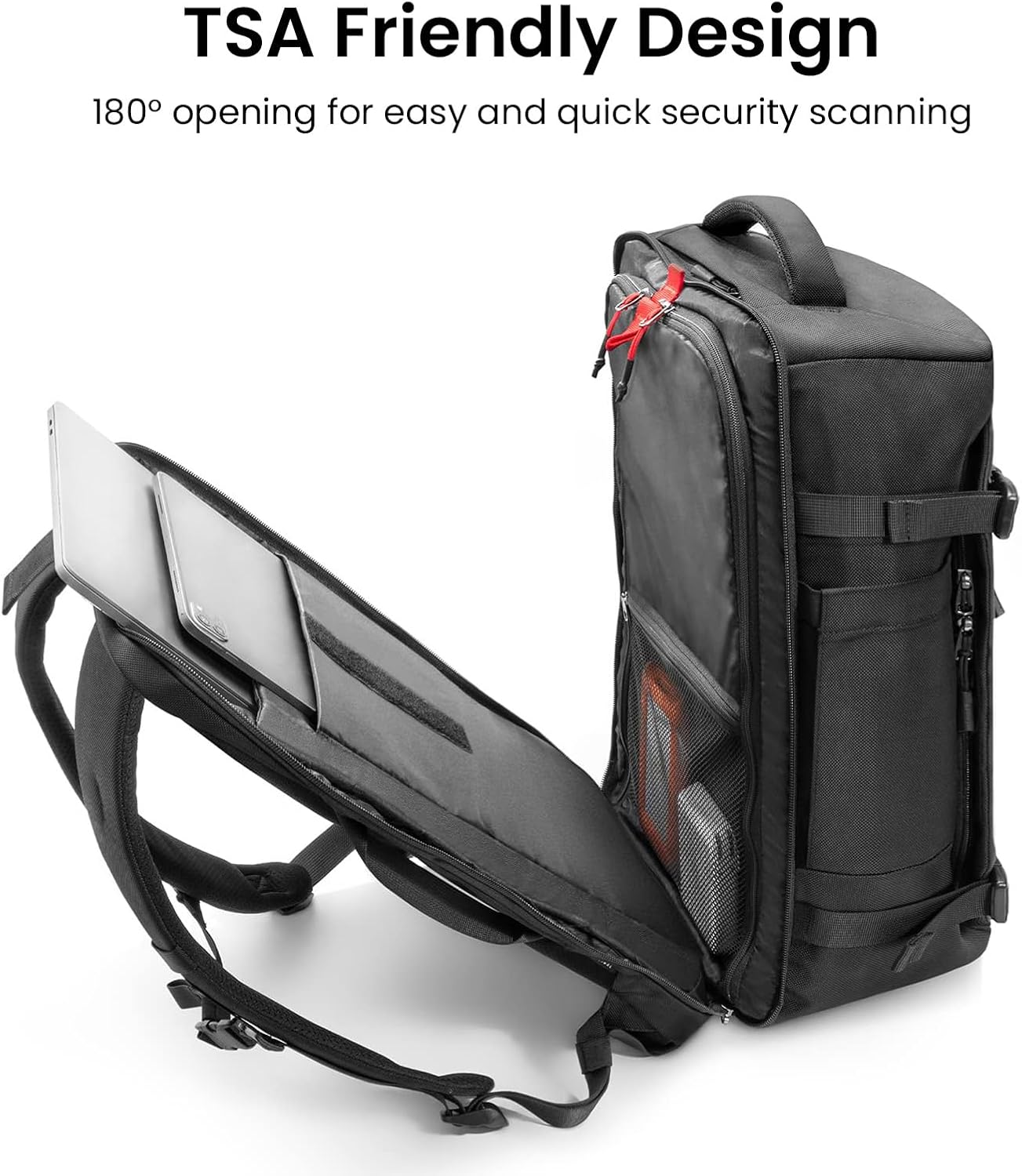 tomtoc Travel Backpack 40L, TSA Friendly Flight Approved Carry-on Luggage Hand Water-resistant Lightweight Business Rucksack, Durable Large Weekender Bag Daypack Fits 17.3 Inch Laptop, PFAS Free - Image 3