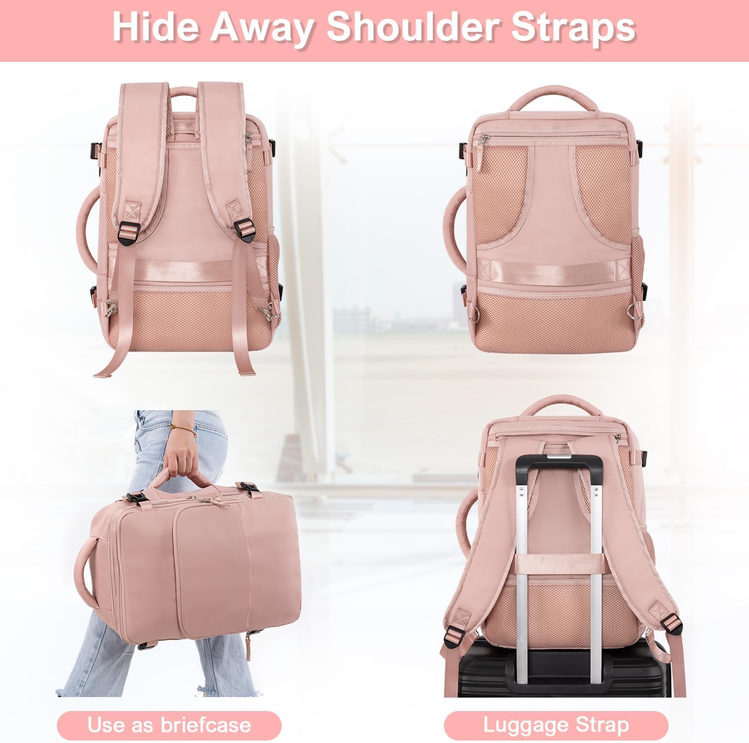 Sinaliy Travel Backpack for Women, Flight Approved Carry On Backpack with USB Charging Hole, Lightweight Travel Bag, Waterproof Causal Bookbag for College, Travel, Work - Image 9