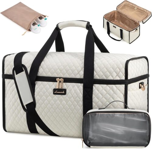 LOVEVOOK Travel Duffle Bag - Weekender & Overnight Bag with Toiletry & Wet Pocket, Carry-On Size, 3pc Set