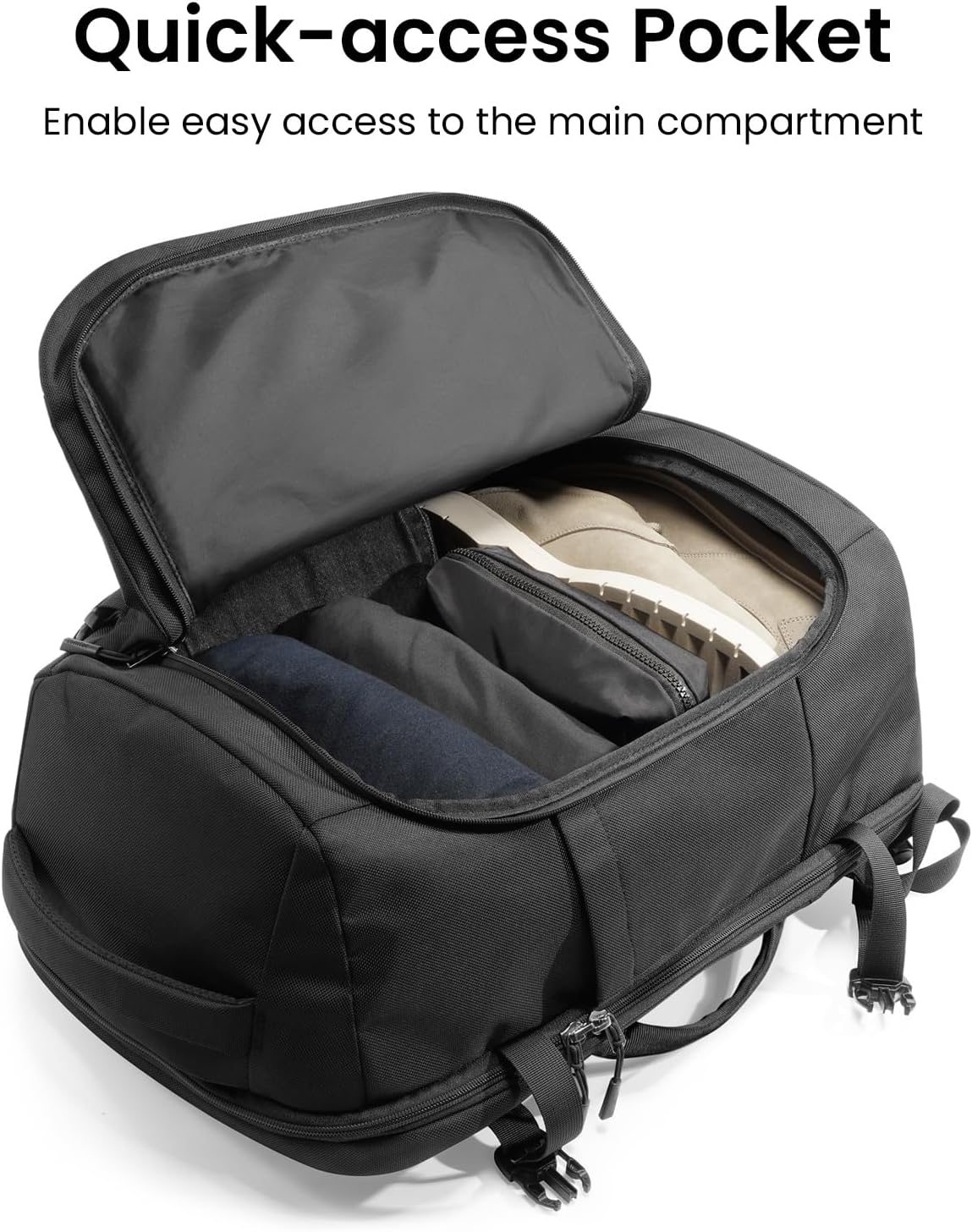 tomtoc Travel Backpack 40L, TSA Friendly Flight Approved Carry-on Luggage Hand Water-resistant Lightweight Business Rucksack, Durable Large Weekender Bag Daypack Fits 17.3 Inch Laptop, PFAS Free - Image 4