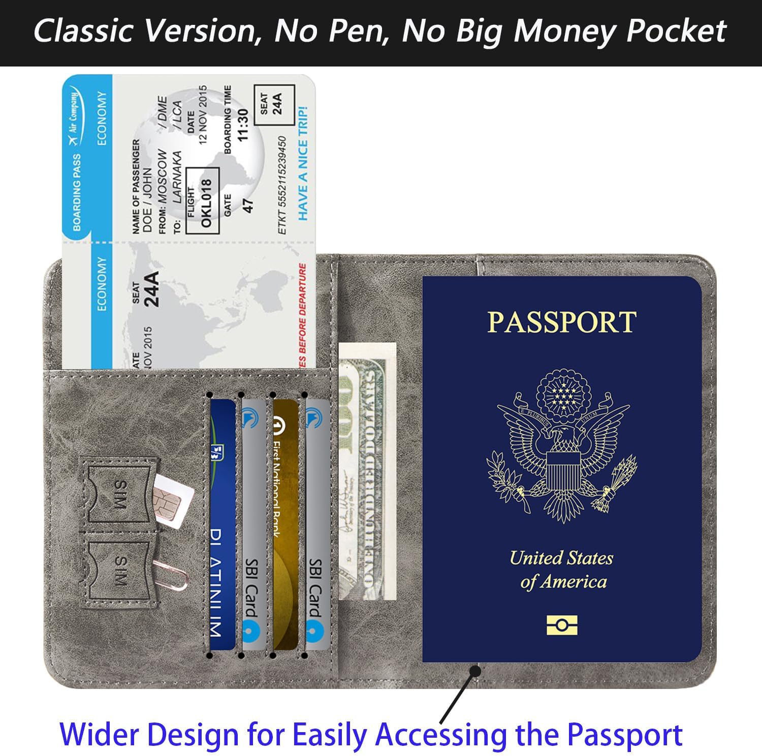 Passport Holder Cover Wallet Travel Essentials RFID Blocking Leather Card Case International Must Haves Travel Accessories for Women Men(101#Coffee Grey) - Image 3