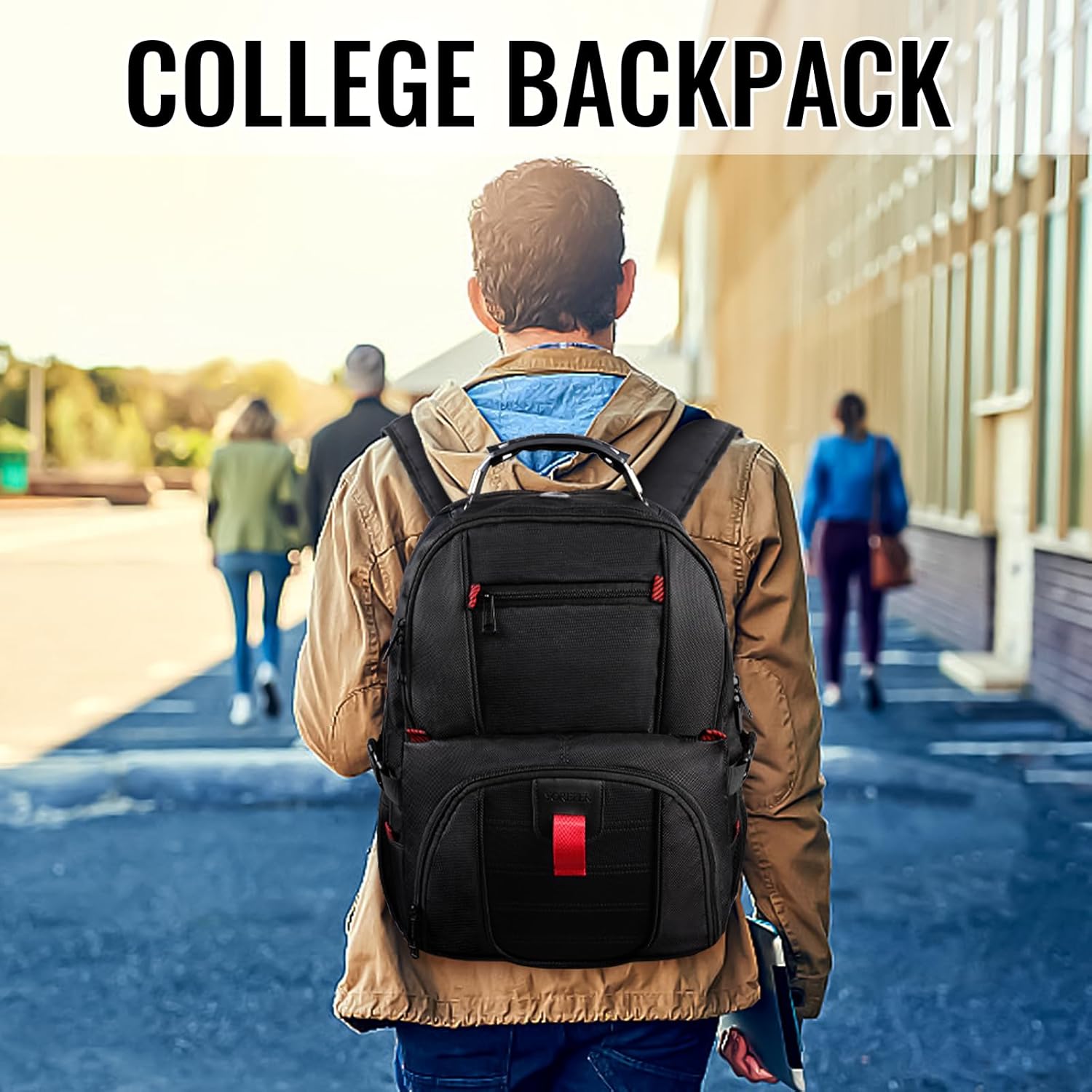 YOREPEK Large Backpack for Men, Extra Large Laptop Backpacks for Men Women, Water Resistant Travel Backpack Airline Approved Business Work Bag Fits 17 Inch Computer, Black - Image 6