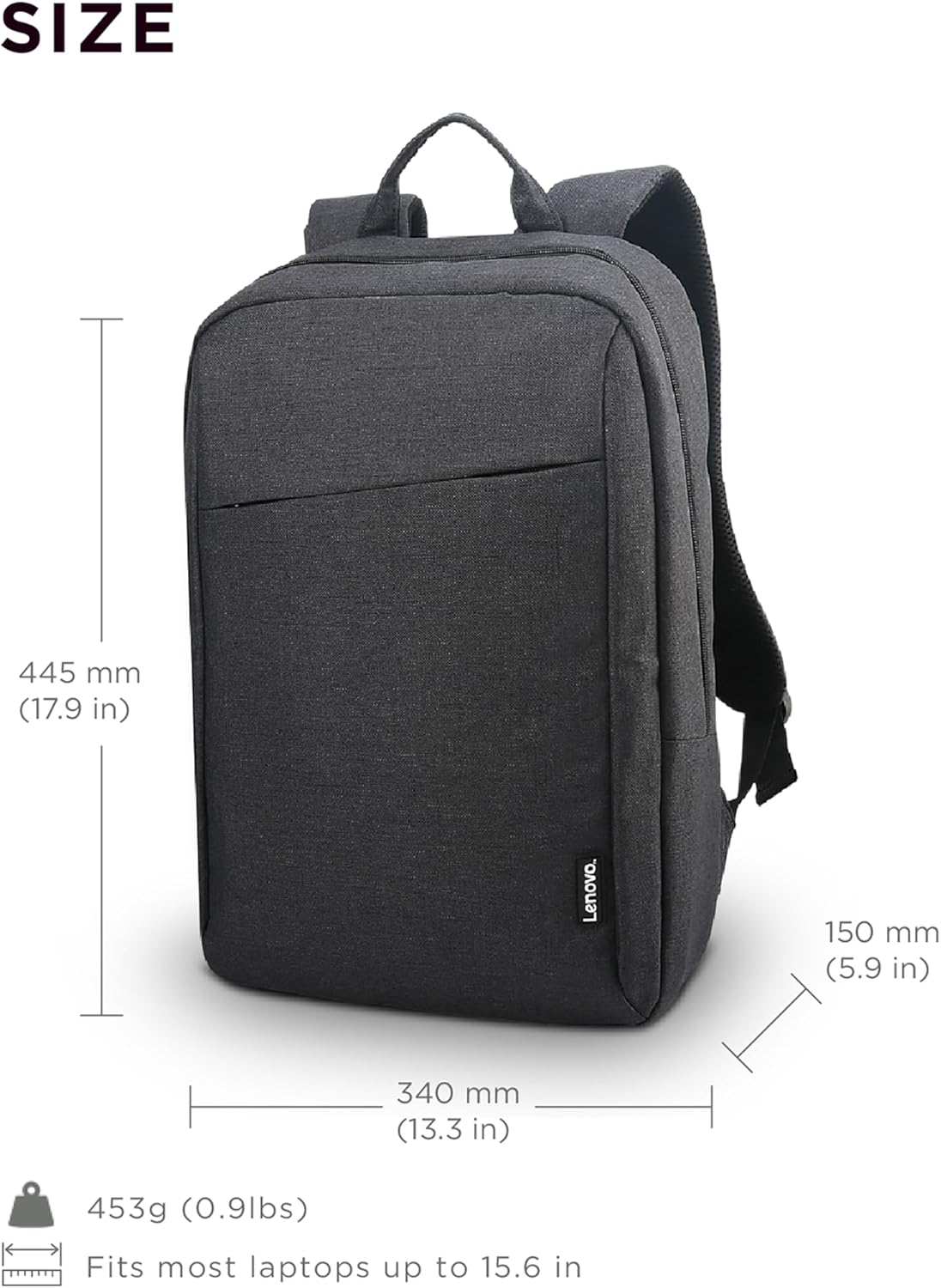 Lenovo Laptop Backpack B210, 15.6-Inch Laptop/Tablet, Durable, Water-Repellent, Lightweight, Clean Design, Sleek for Travel, Business Casual or College, GX40Q17225, Black - Image 6