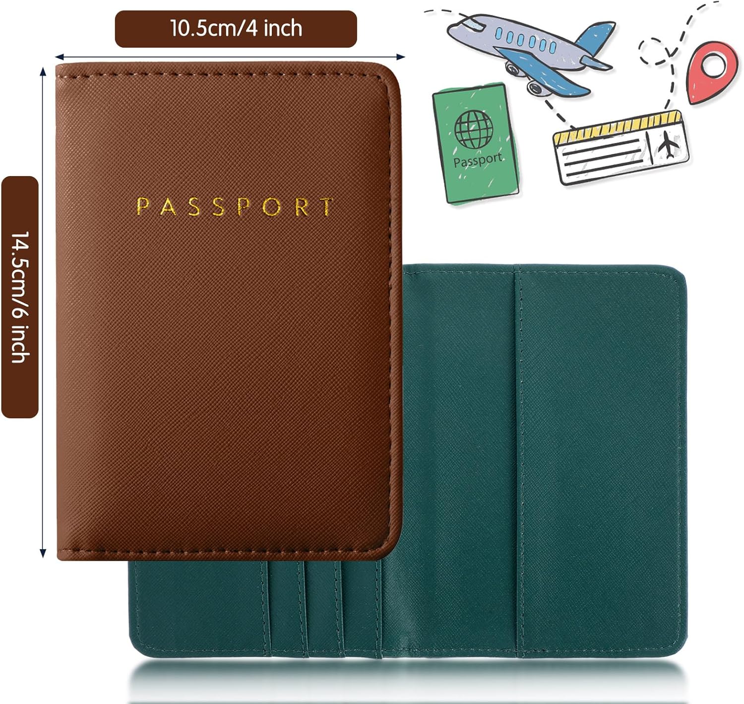 2 Pcs Passport Cover Holder for Travel Waterproof Leather Passport Wallet Case Book Travel Cruise Essentials for Women Men | 2 Pieces - Image 2
