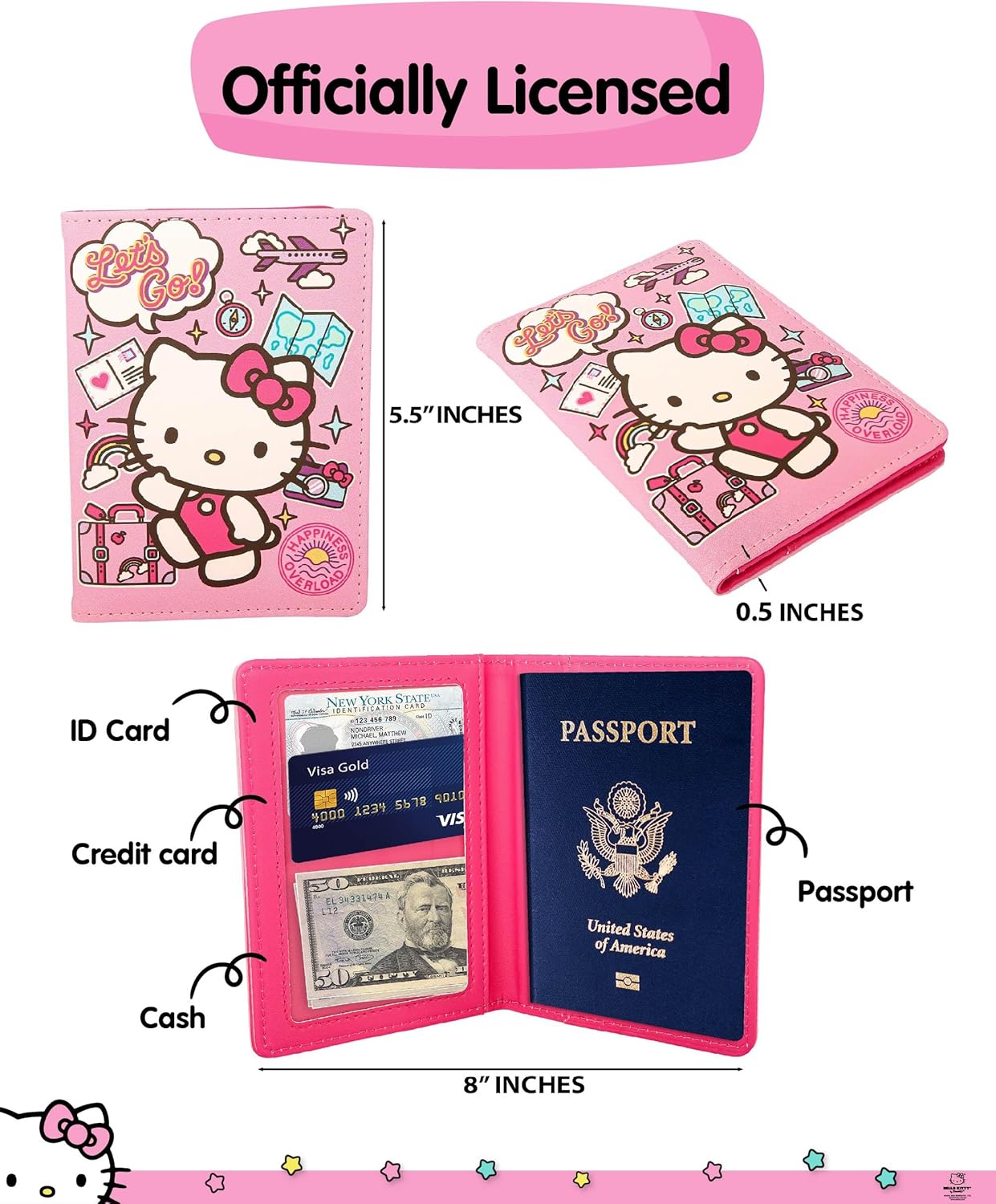 Hello Kitty Passport Holder - Sanrio Passport Holder for Women - Officially Licensed Passport Case (VG701236L.NJ) - Image 7