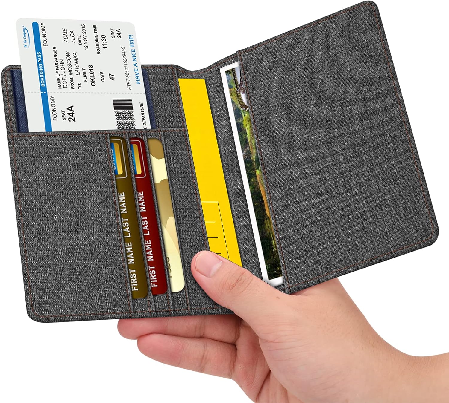 FINTIE Passport Holder, Slim Travel Wallet RFID Blocking Card Case Cover Passport Cover Protector Essentials with Credit Card Slots for Women/Men | Slim - Image 2