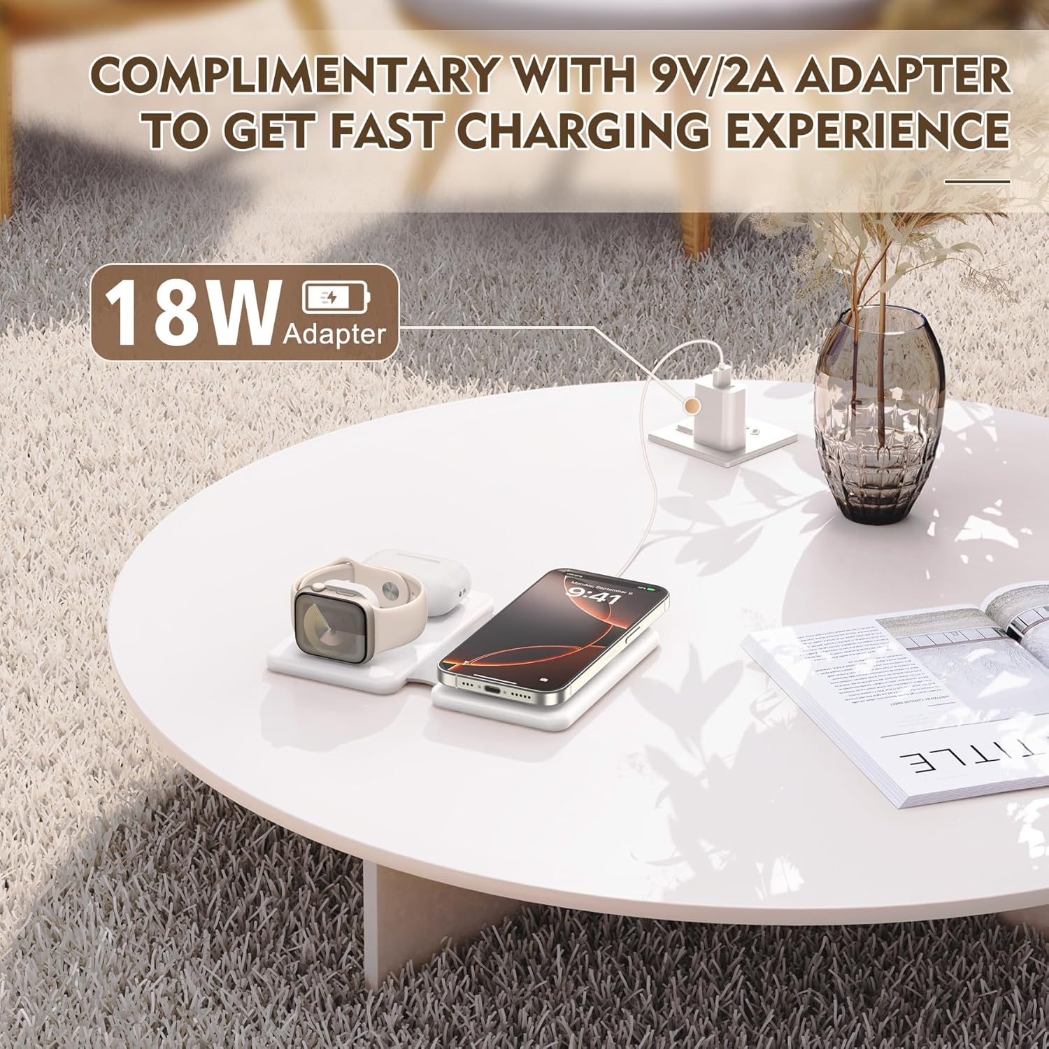 Magnetic Wireless Charger for iPhone: 3 in 1 Travel Charging Station for Apple Devices for iPhone 17 Air 16 15 14 13 12 Pro Max Plus - Foldable Charging Pad for Apple Watch Series & Airpods 4 3 2 Pro - Image 5