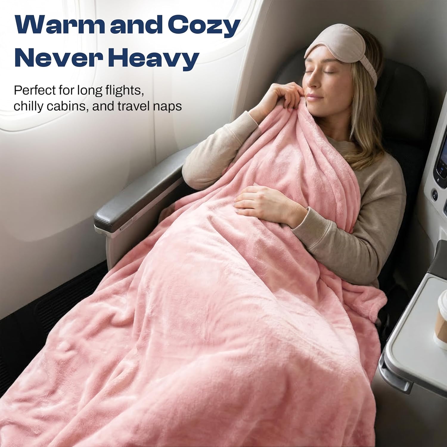EverSnug Travel Blanket and Pillow - Ultra-Soft, Compact & Lightweight, 65x40 Inches, with Carry Case, Luggage Sleeve & Backpack Clip for Airplane Comfort (Light Pink) - Image 5