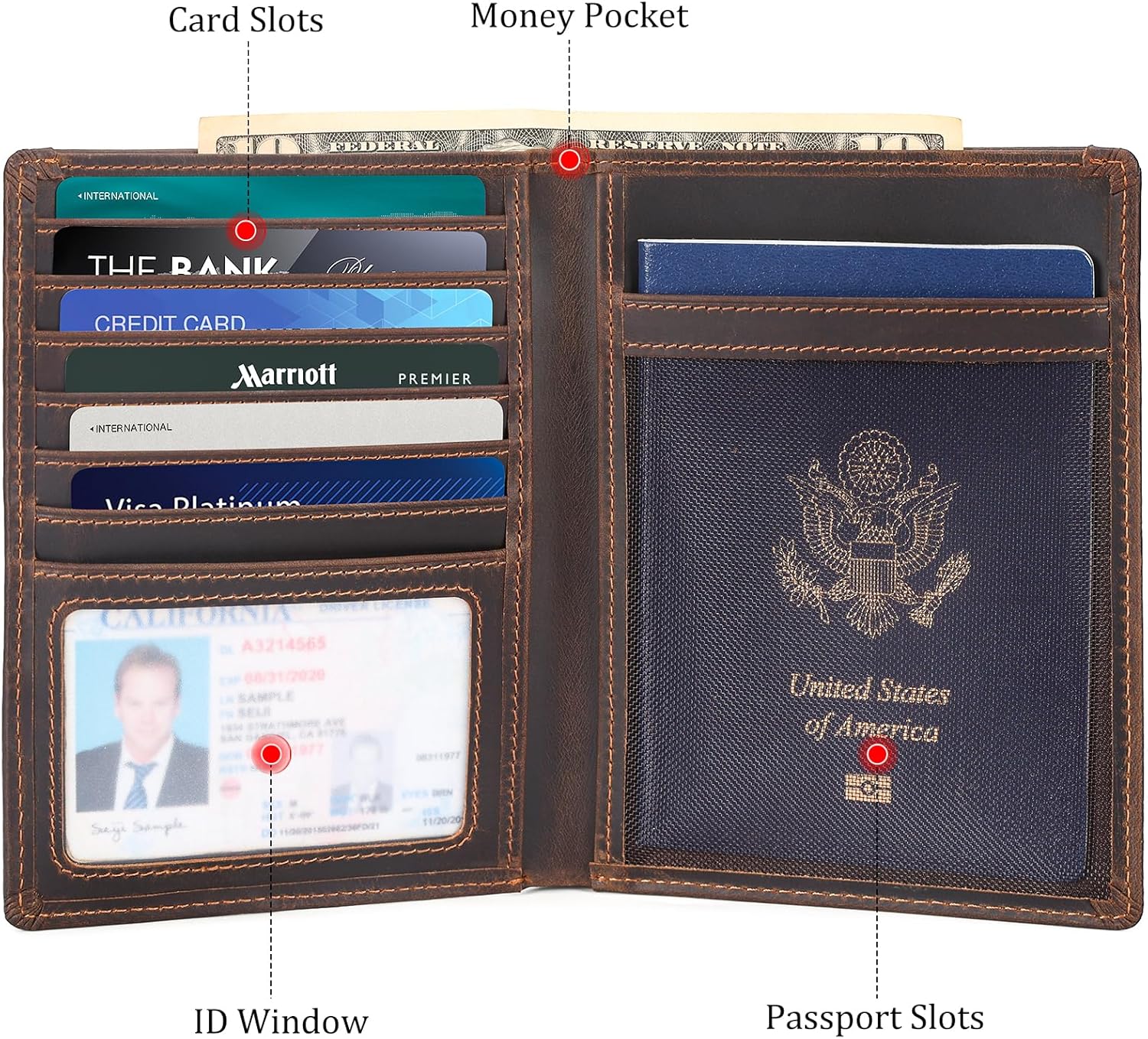 Polare Luxury RFID Blocking Leather Passport Holder Travel Wallet For Men and Women (Dark Brown with AirTag Slot) - Image 7