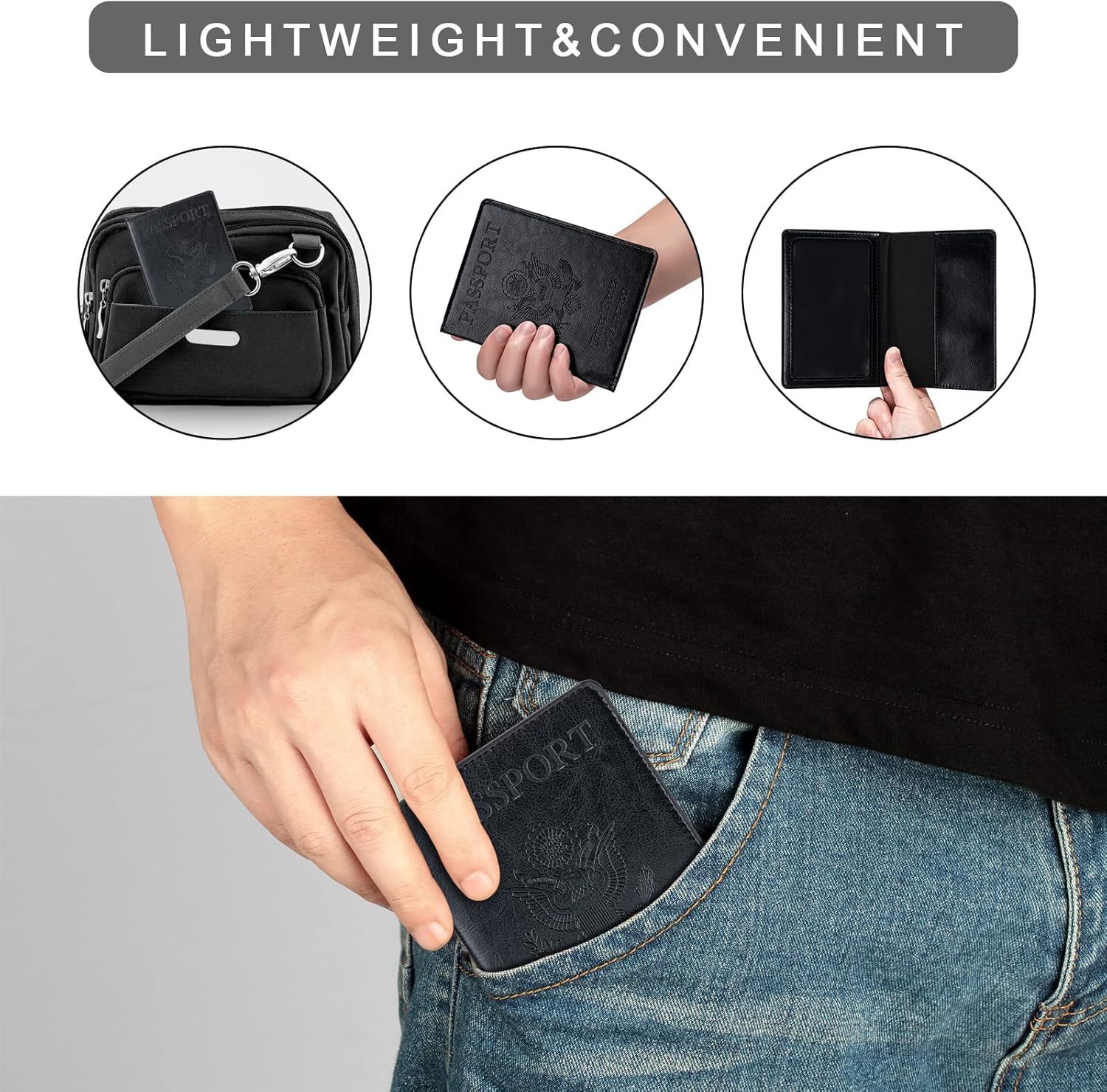 Honmein 2 Pcs Passport holders,Ultra Slim passport wallet,PU Leather Passport Cover for Women and Men - Image 5