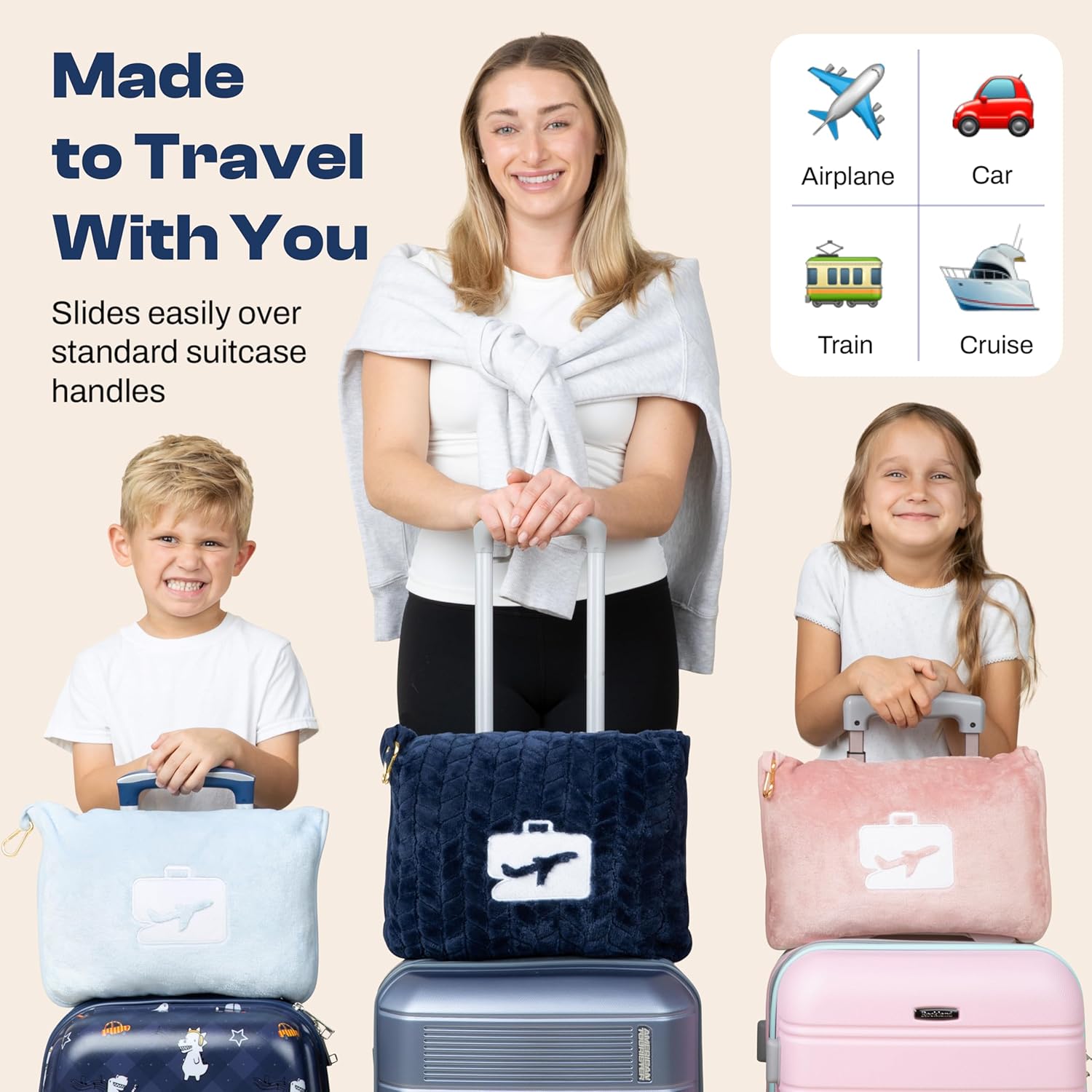 EverSnug Travel Blanket and Pillow - Ultra-Soft, Compact & Lightweight, 65x40 Inches, with Carry Case, Luggage Sleeve & Backpack Clip for Airplane Comfort (Light Pink) - Image 4