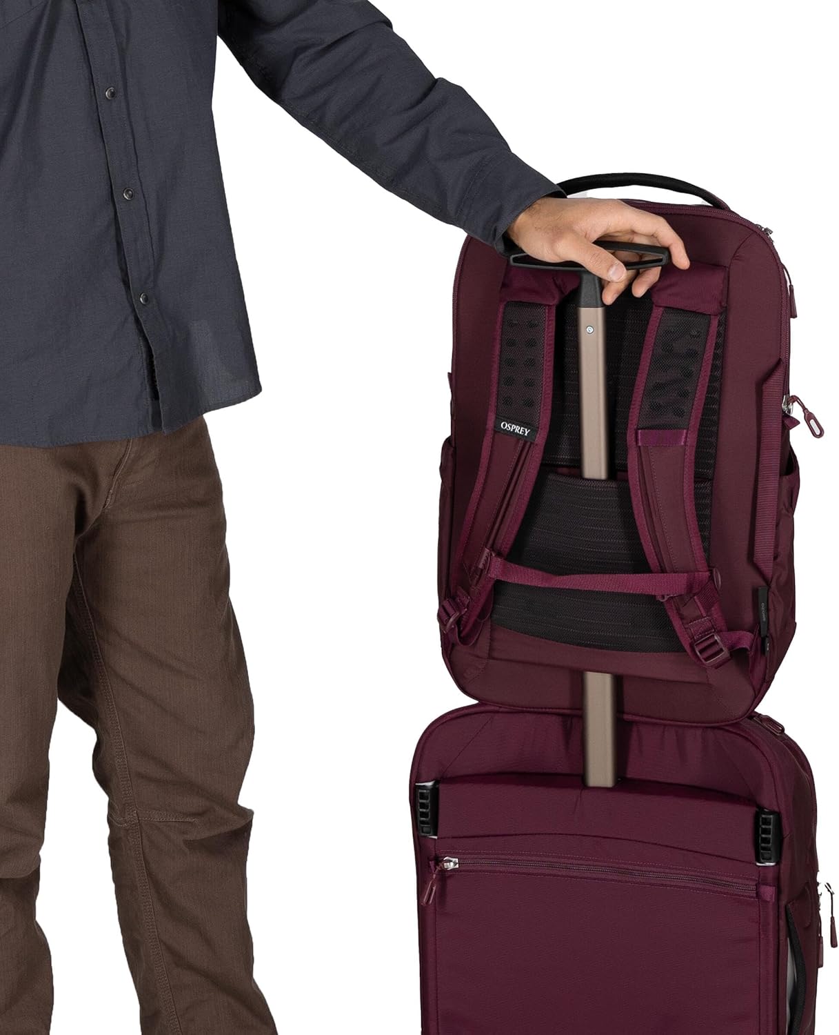 Osprey Ozone Laptop Backpack with Ventilated AirScape™ Backpanel - Lightweight Travel Backpack with 16” Laptop Sleeve - Carry-On Compatible Travel Bag for Men and Women, Black - Image 10