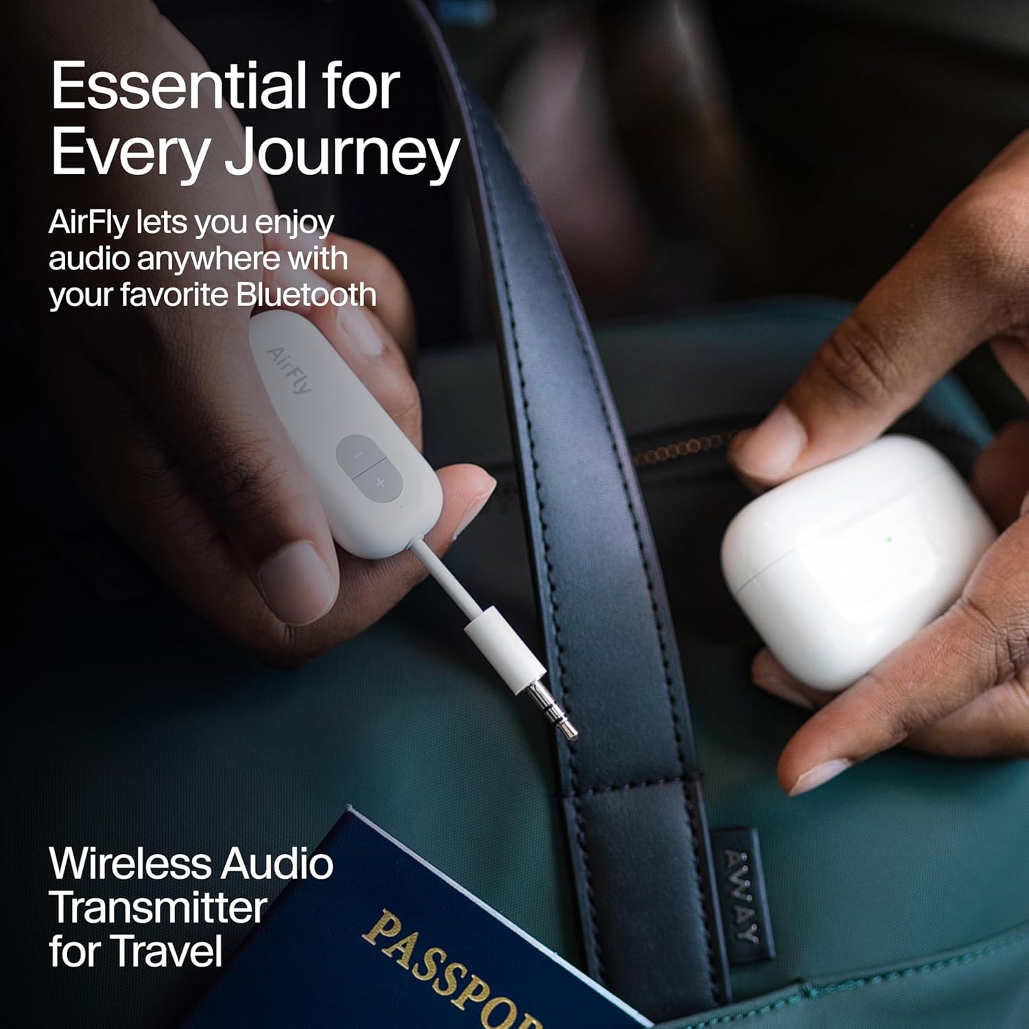 Twelve South AirFly SE | Bluetooth Wireless Audio Transmitter Adapter for AirPods/Headphones, 20+ Hr Battery, Works with 3.5mm aux Jacks on Airplanes, TVs, Gym Equipment, and Travel - Image 6