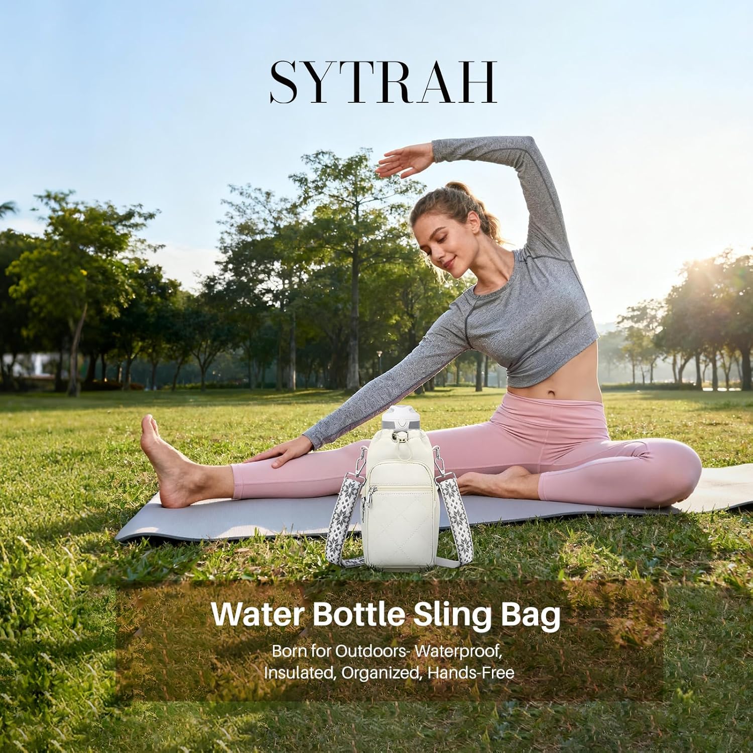 SYTRAH Water Bottle Carrier Bag with Strap, Water Bottle Purse with Phone Pocket 40oz for Walking Hiking - Image 3