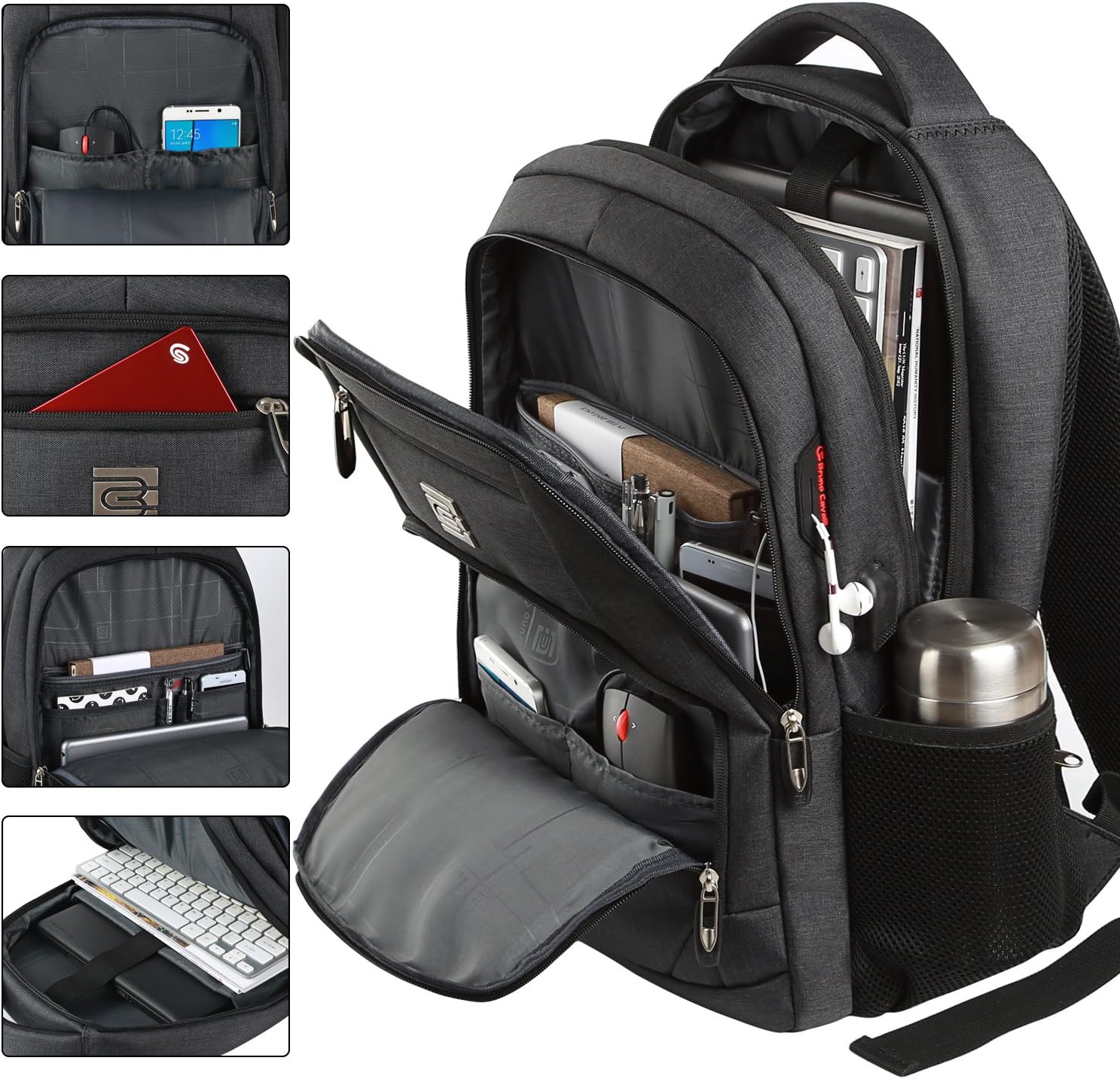 Volher Laptop Backpack,Business Travel Anti Theft Slim Durable Laptops Backpack,Water Resistant College Computer Bag for Women & Men Fits 15.6 Inch Laptop and Notebook - Black - Image 2
