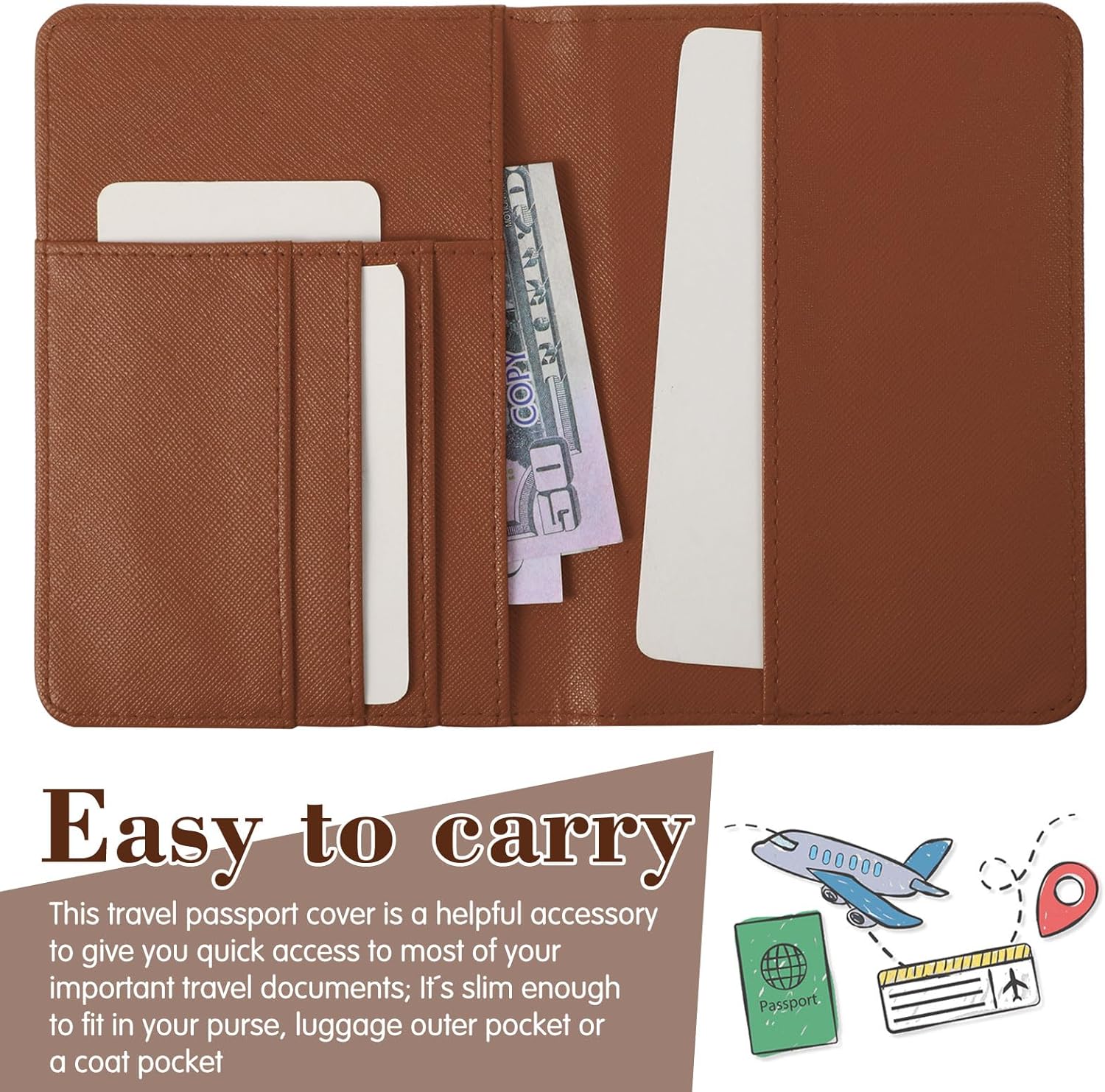 2 Pcs Passport Cover Holder for Travel Waterproof Leather Passport Wallet Case Book Travel Cruise Essentials for Women Men | 2 Pieces - Image 7