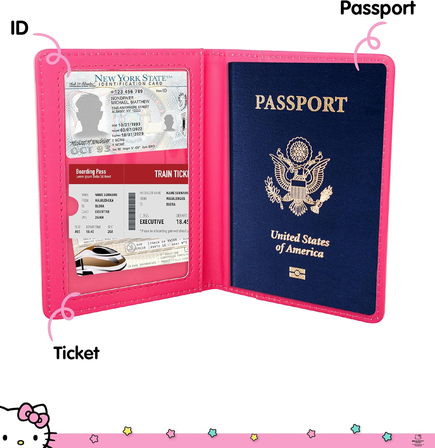 Hello Kitty Passport Holder - Sanrio Passport Holder for Women - Officially Licensed Passport Case (VG701236L.NJ) - Image 6