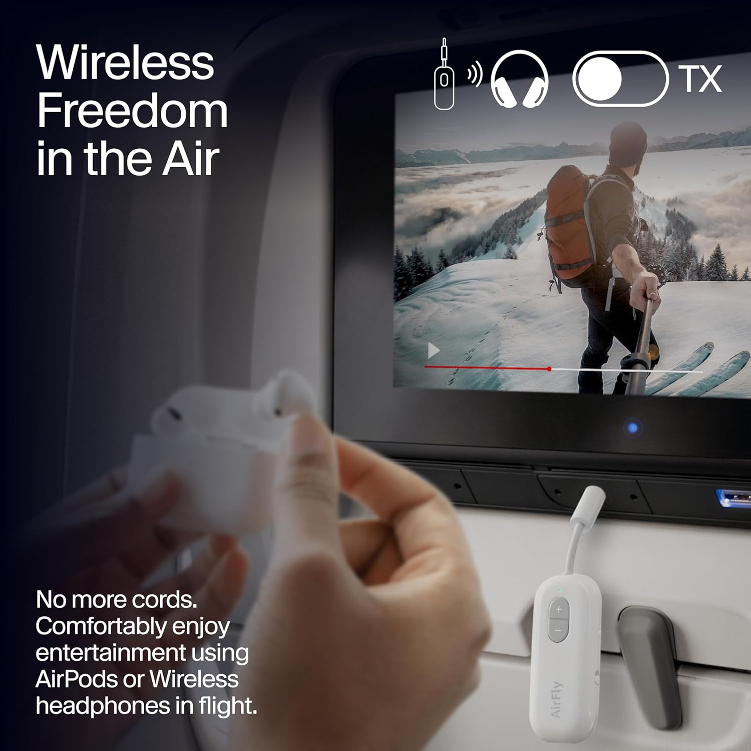 Twelve South AirFly SE | Bluetooth Wireless Audio Transmitter Adapter for AirPods/Headphones, 20+ Hr Battery, Works with 3.5mm aux Jacks on Airplanes, TVs, Gym Equipment, and Travel - Image 5