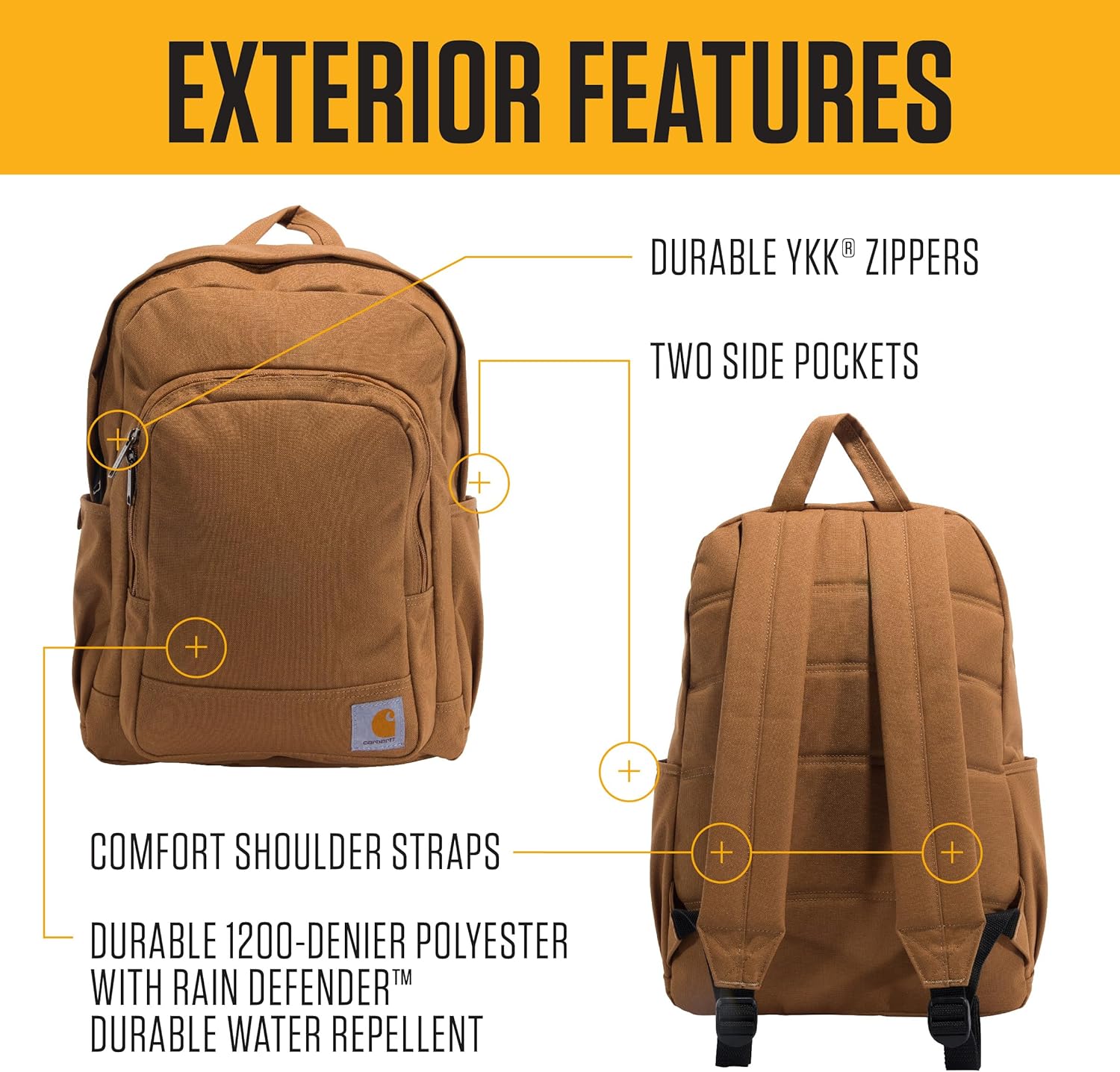 Carhartt 25L Classic Laptop Backpack, Durable Water-Resistant Pack W/ 16" Laptop Sleeve and Multiple Organizational Compartments, Black - Image 2