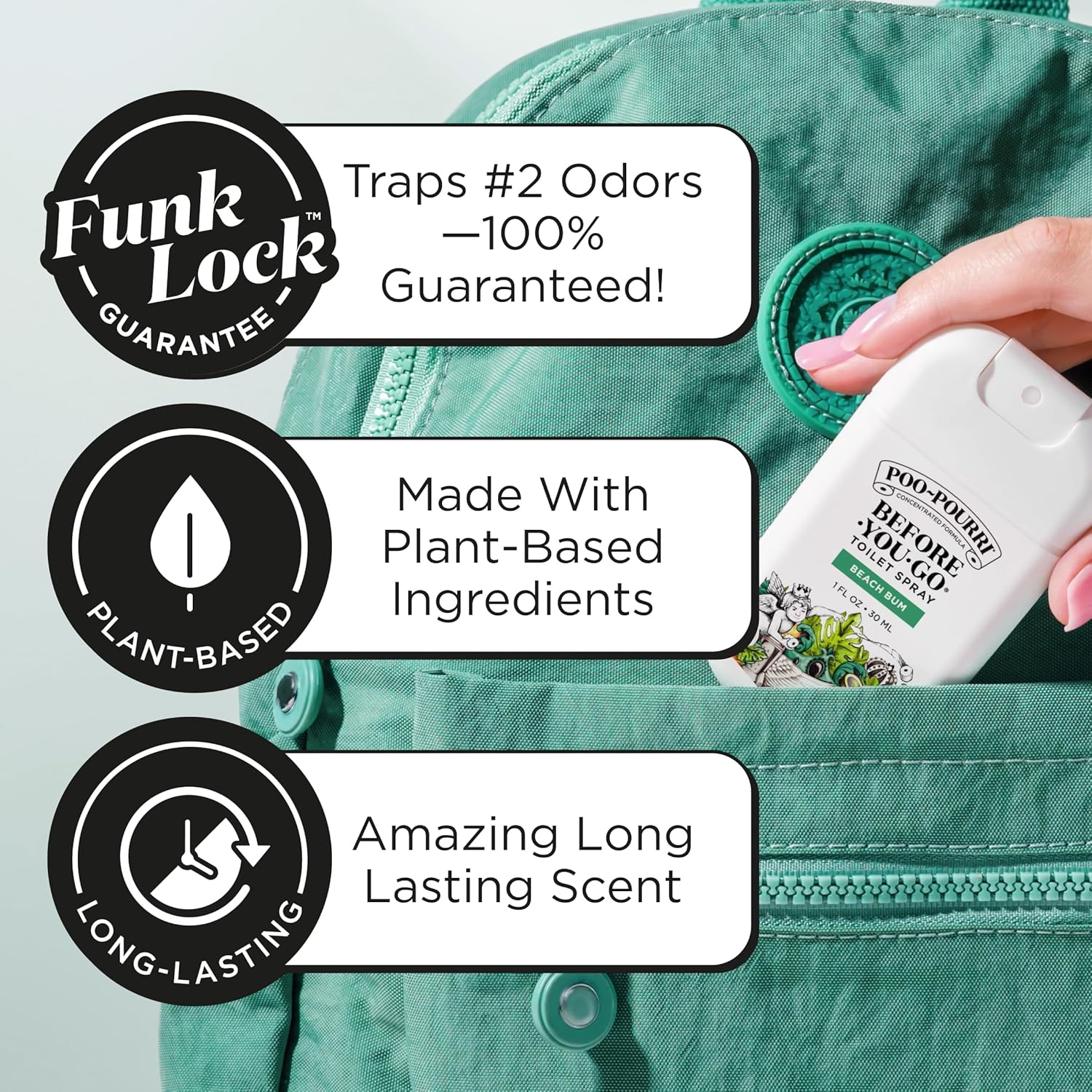 Poo-Pourri Before-You-Go Pocket Toilet Spray, Travel Essentials, Beach Bum, 1 Fl Oz, Up to 50 Uses, On-The-Go Bathroom Odor Deodorizer with Essential Oils, TSA Approved Size, Coconut Orchid Scent - Image 2
