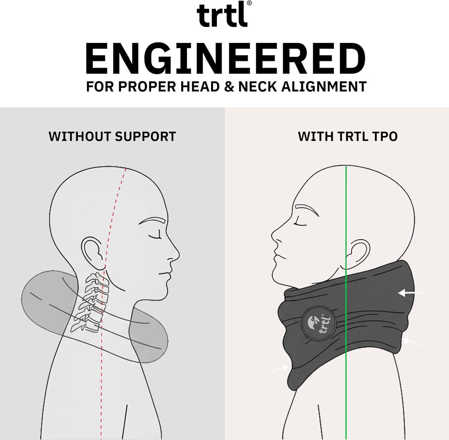 Trtl Pillow - Scientifically Proven, Super Soft Neck Support Travel Pillow for Airplanes - Lightweight and Machine Washable - Ergonomic Design for Traveling on Flights, Cars, and Trains - Grey - Image 8