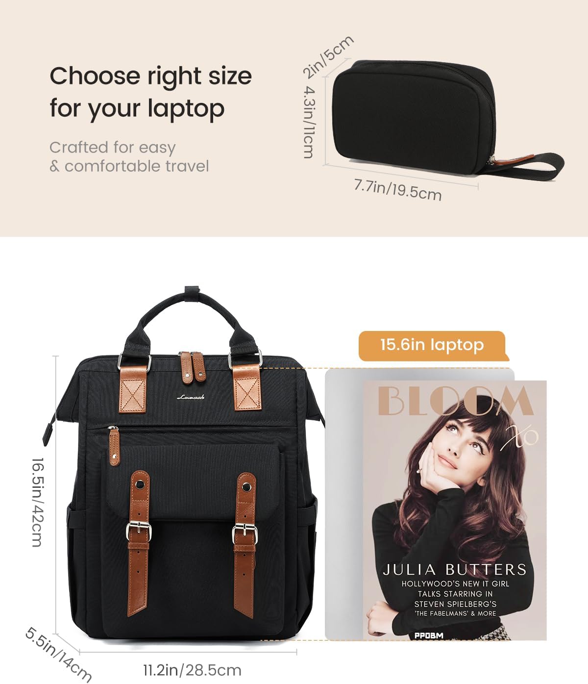 LOVEVOOK Laptop Backpack for Women, Teacher Nurse Work Laptop Bag, Waterproof Travel Backpack with Large Cup Holder, Business Computer Back Pack, Cute Bookbag College Backpack Purse, 15.6 Inch - Image 6